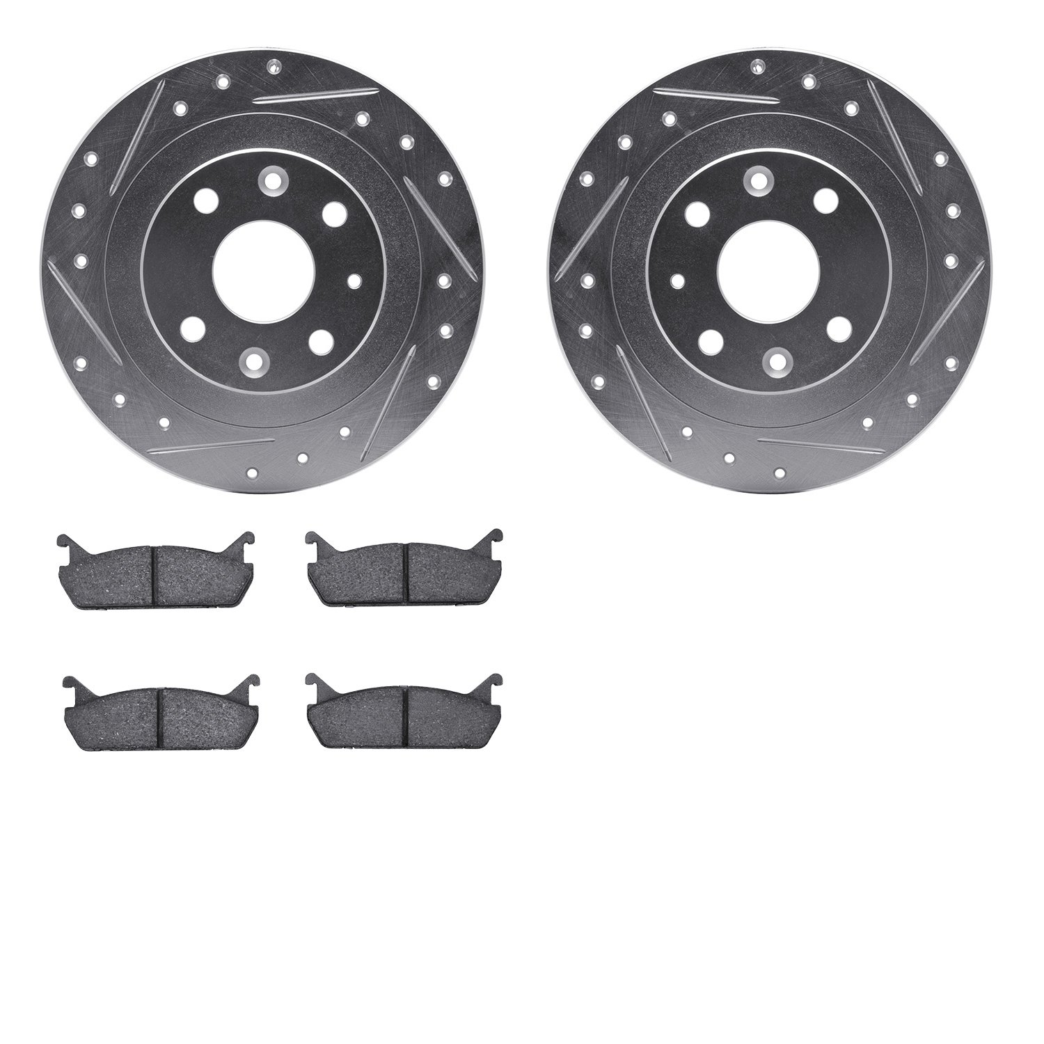 7302-54073 Drilled/Slotted Brake Rotor with 3000-Series Ceramic Brake Pads Kit [Silver], 1990-1996 Ford/Lincoln/Mercury/Mazda, P