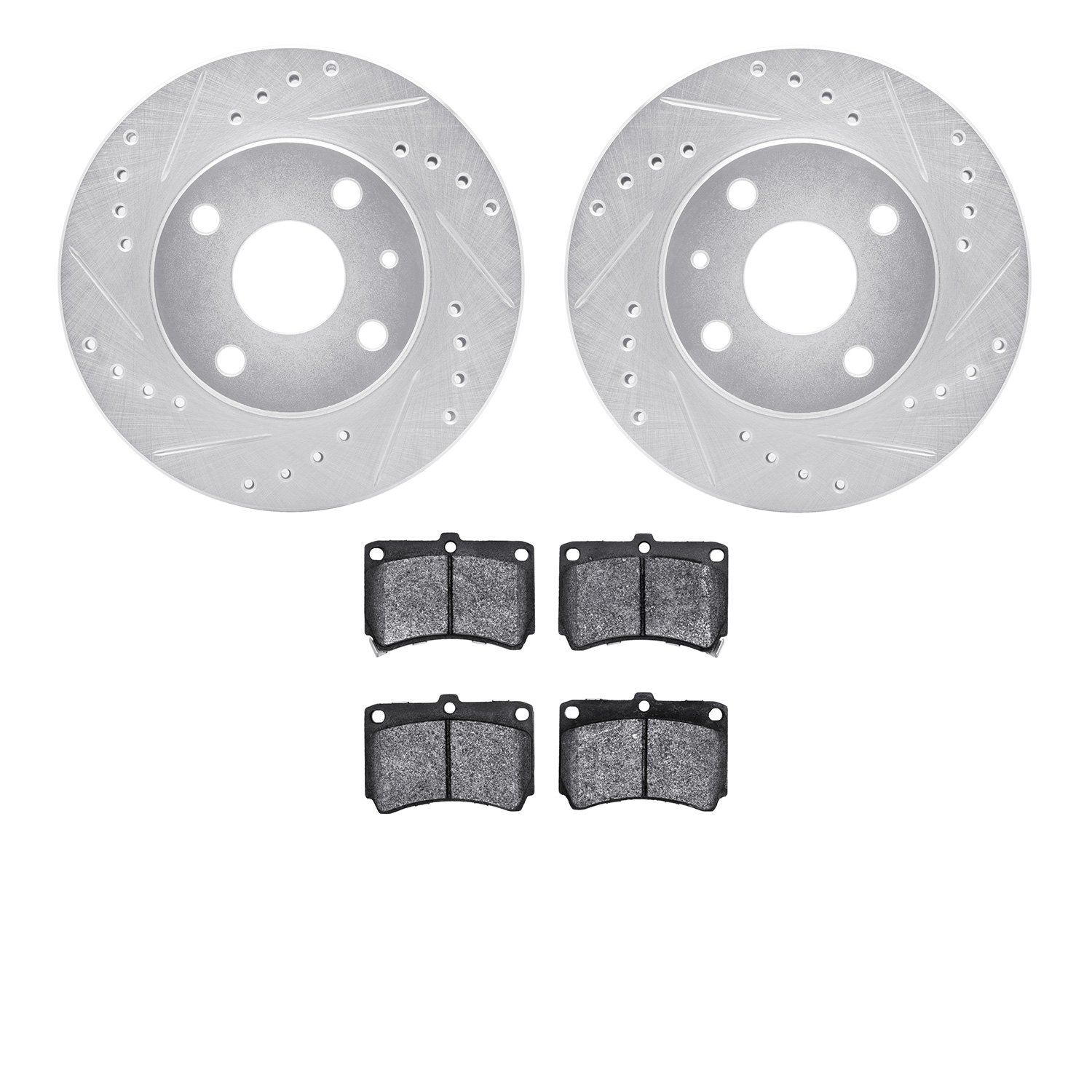 7302-54074 Drilled/Slotted Brake Rotor with 3000-Series Ceramic Brake Pads Kit [Silver], 1990-1998 Ford/Lincoln/Mercury/Mazda, P