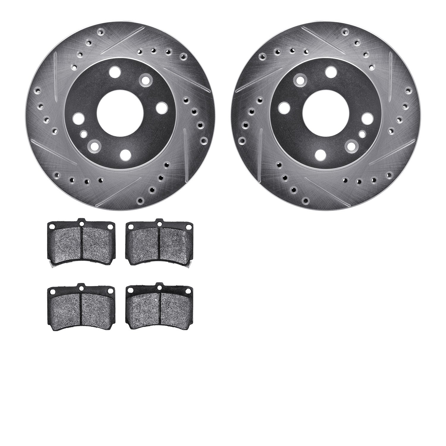 7302-54075 Drilled/Slotted Brake Rotor with 3000-Series Ceramic Brake Pads Kit [Silver], 1994-1997 Ford/Lincoln/Mercury/Mazda, P
