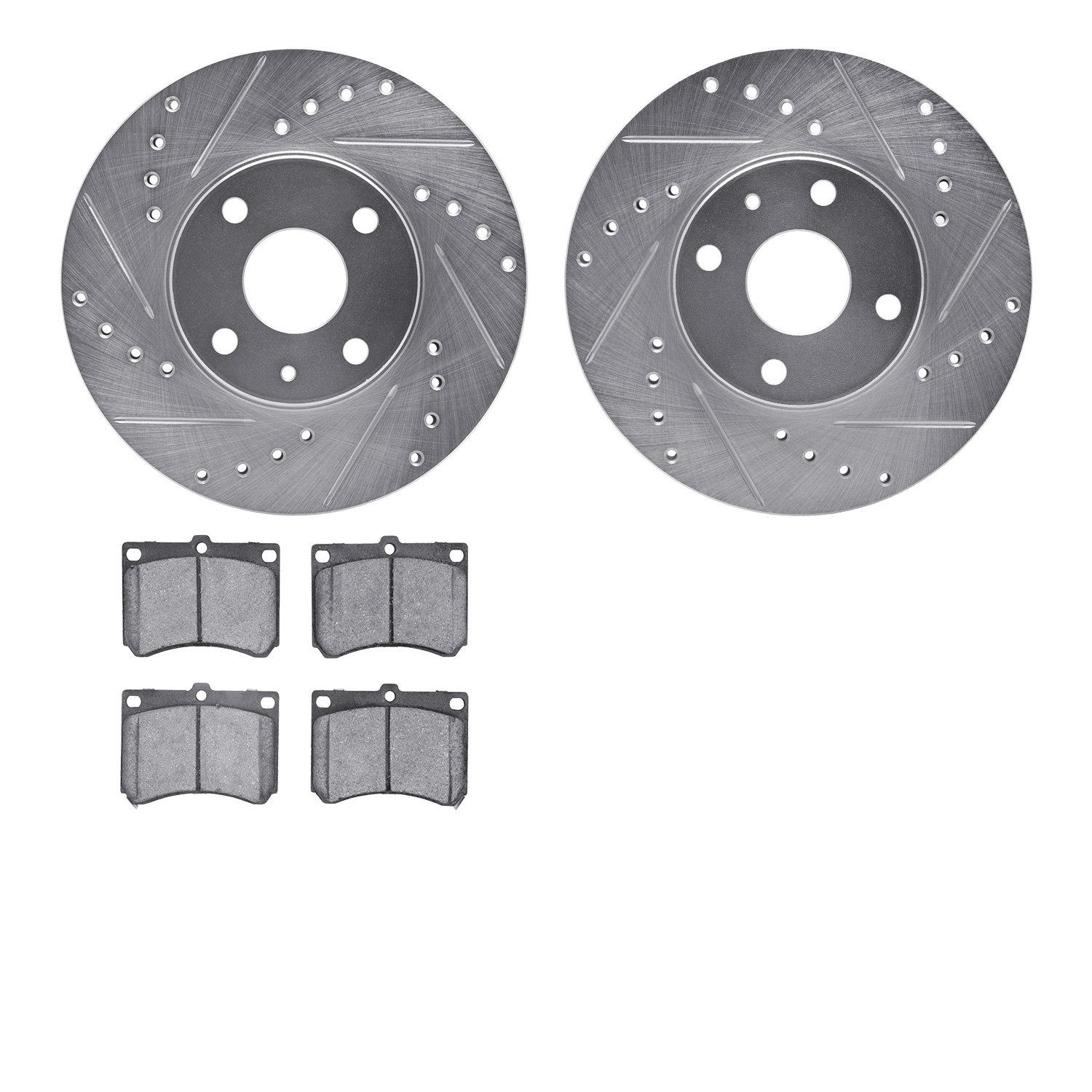7302-54076 Drilled/Slotted Brake Rotor with 3000-Series Ceramic Brake Pads Kit [Silver], 1990-2003 Ford/Lincoln/Mercury/Mazda, P