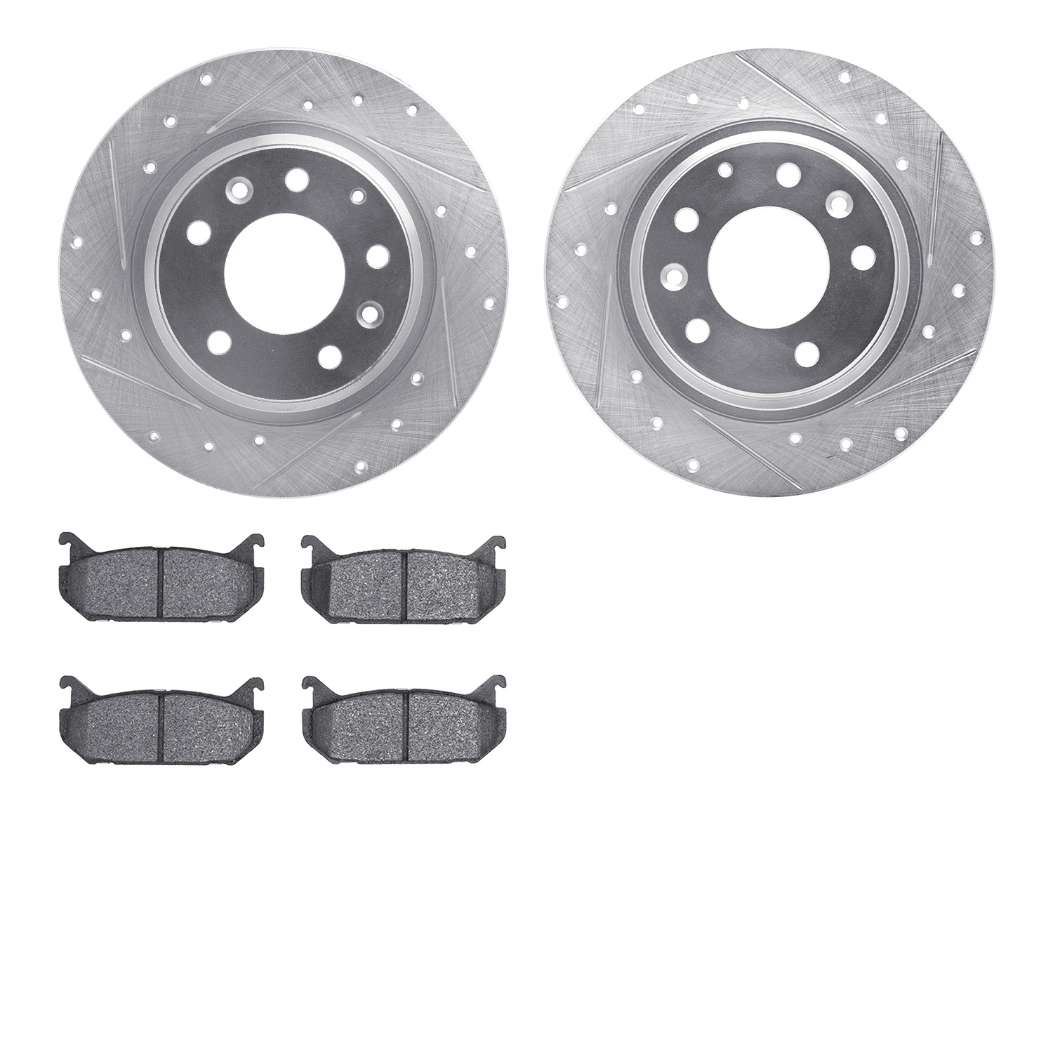 7302-54080 Drilled/Slotted Brake Rotor with 3000-Series Ceramic Brake Pads Kit [Silver], 1998-2002 Ford/Lincoln/Mercury/Mazda, P