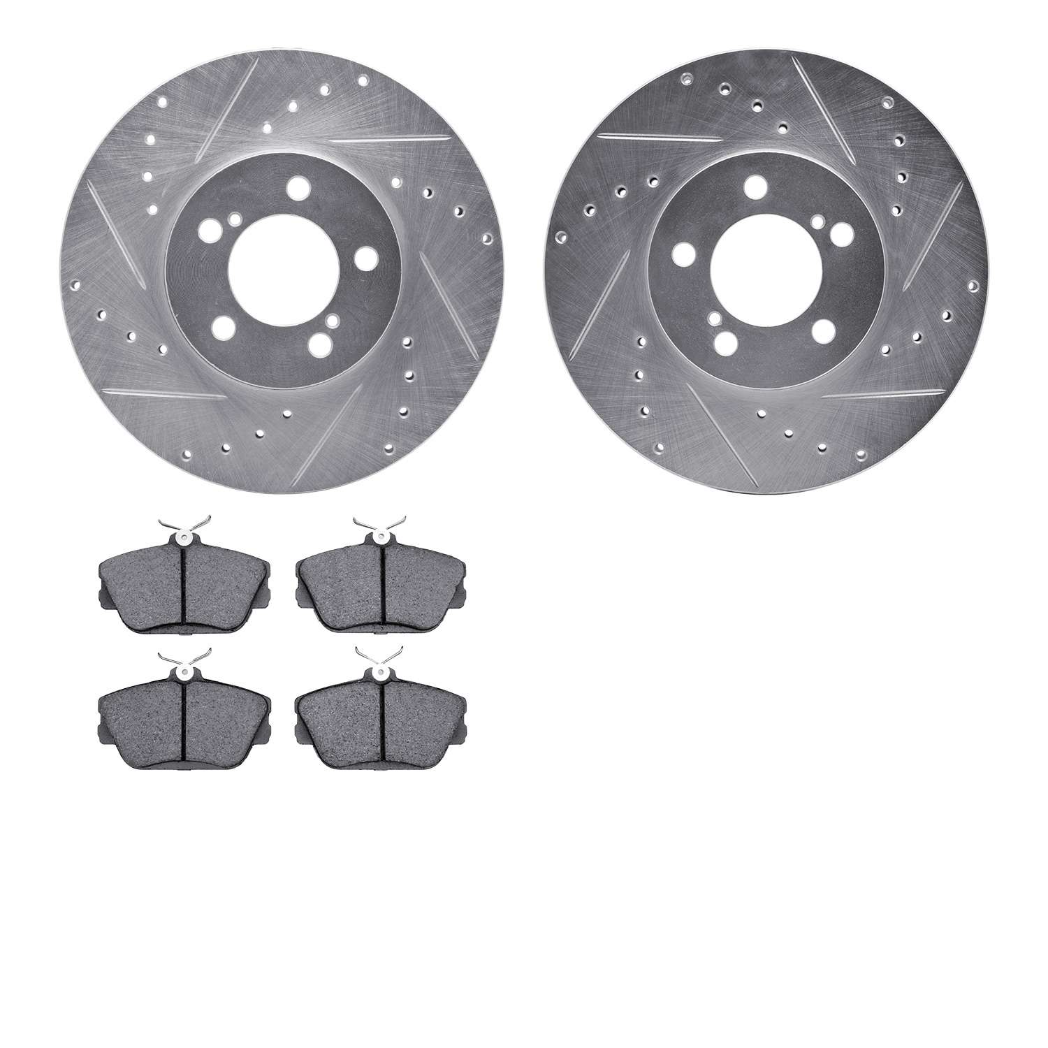 7302-54081 Drilled/Slotted Brake Rotor with 3000-Series Ceramic Brake Pads Kit [Silver], 1993-2007 Ford/Lincoln/Mercury/Mazda, P