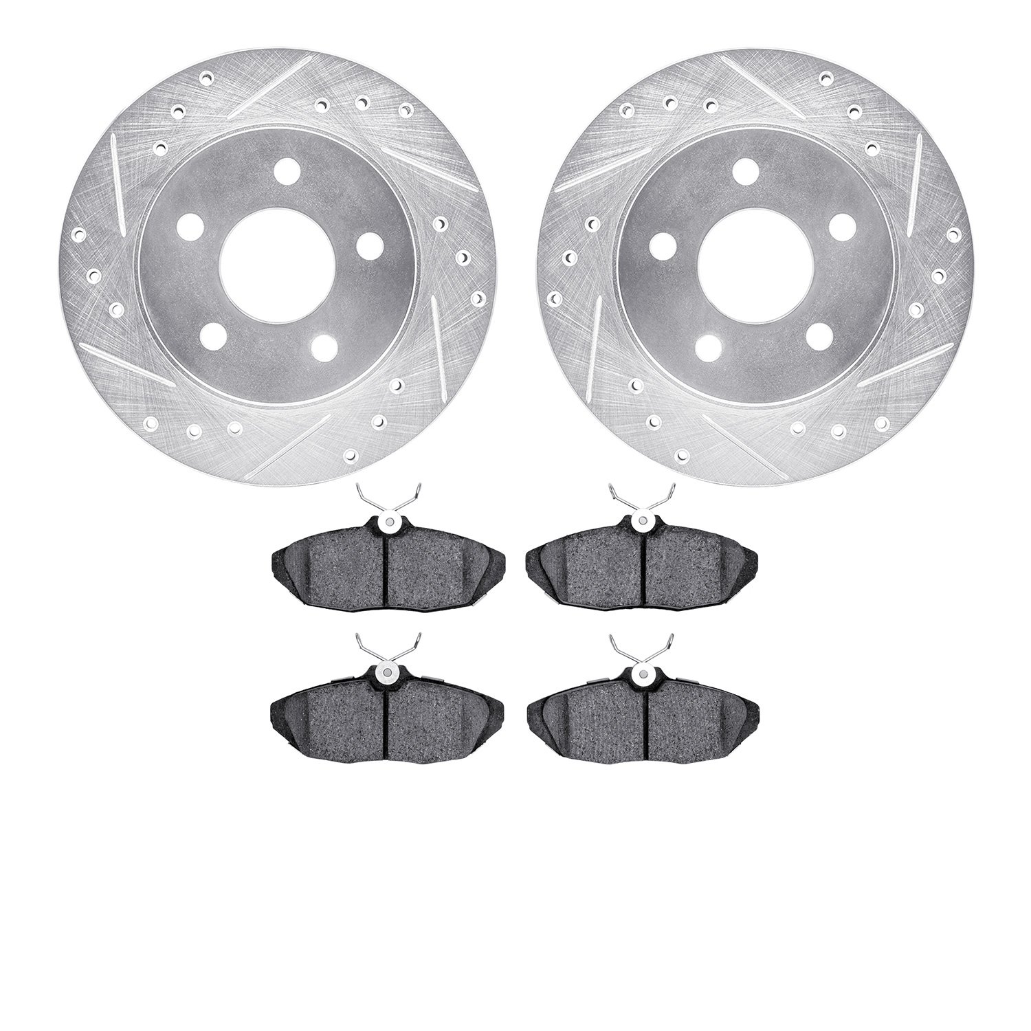7302-54082 Drilled/Slotted Brake Rotor with 3000-Series Ceramic Brake Pads Kit [Silver], 1993-1998 Ford/Lincoln/Mercury/Mazda, P