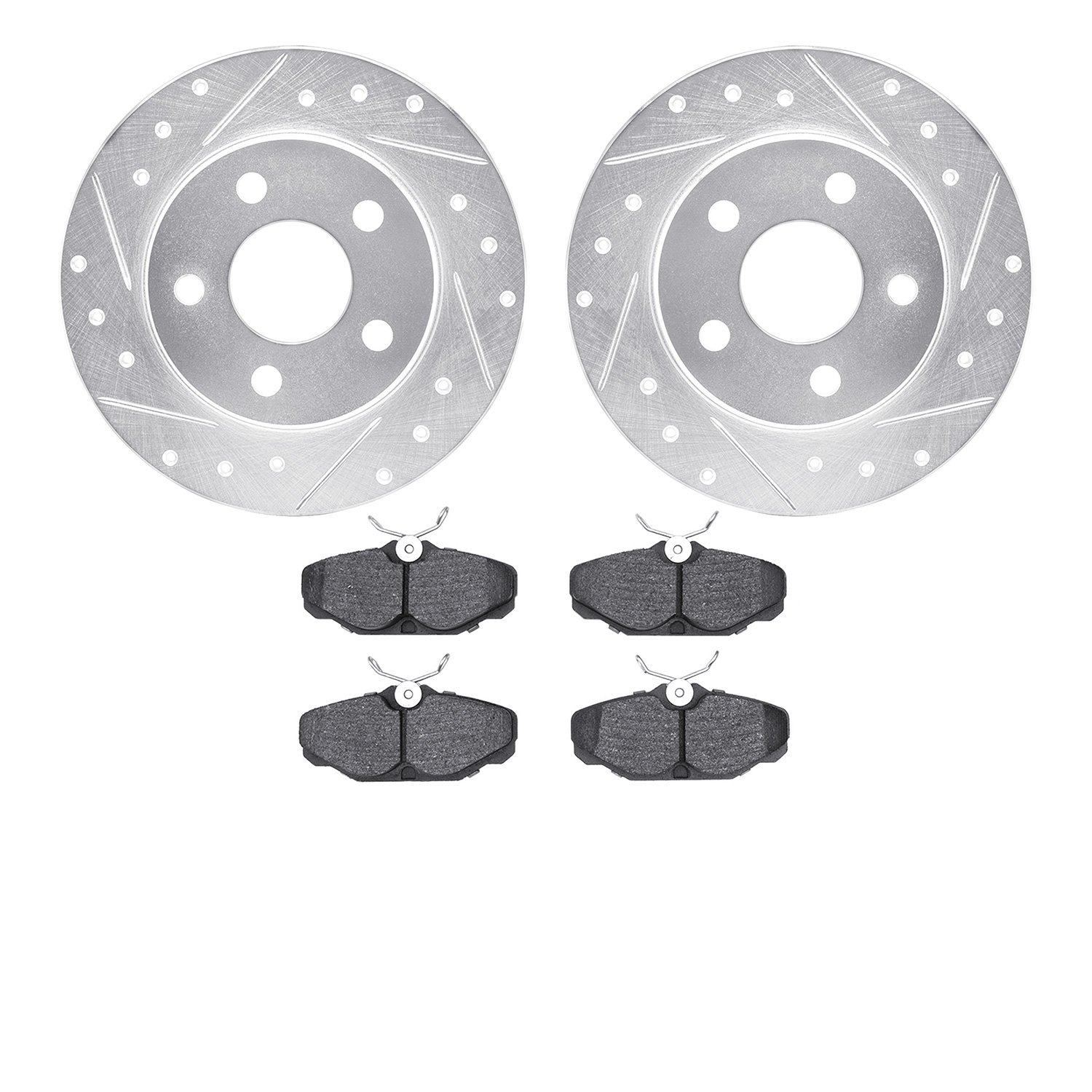 7302-54087 Drilled/Slotted Brake Rotor with 3000-Series Ceramic Brake Pads Kit [Silver], 1993-2005 Ford/Lincoln/Mercury/Mazda, P