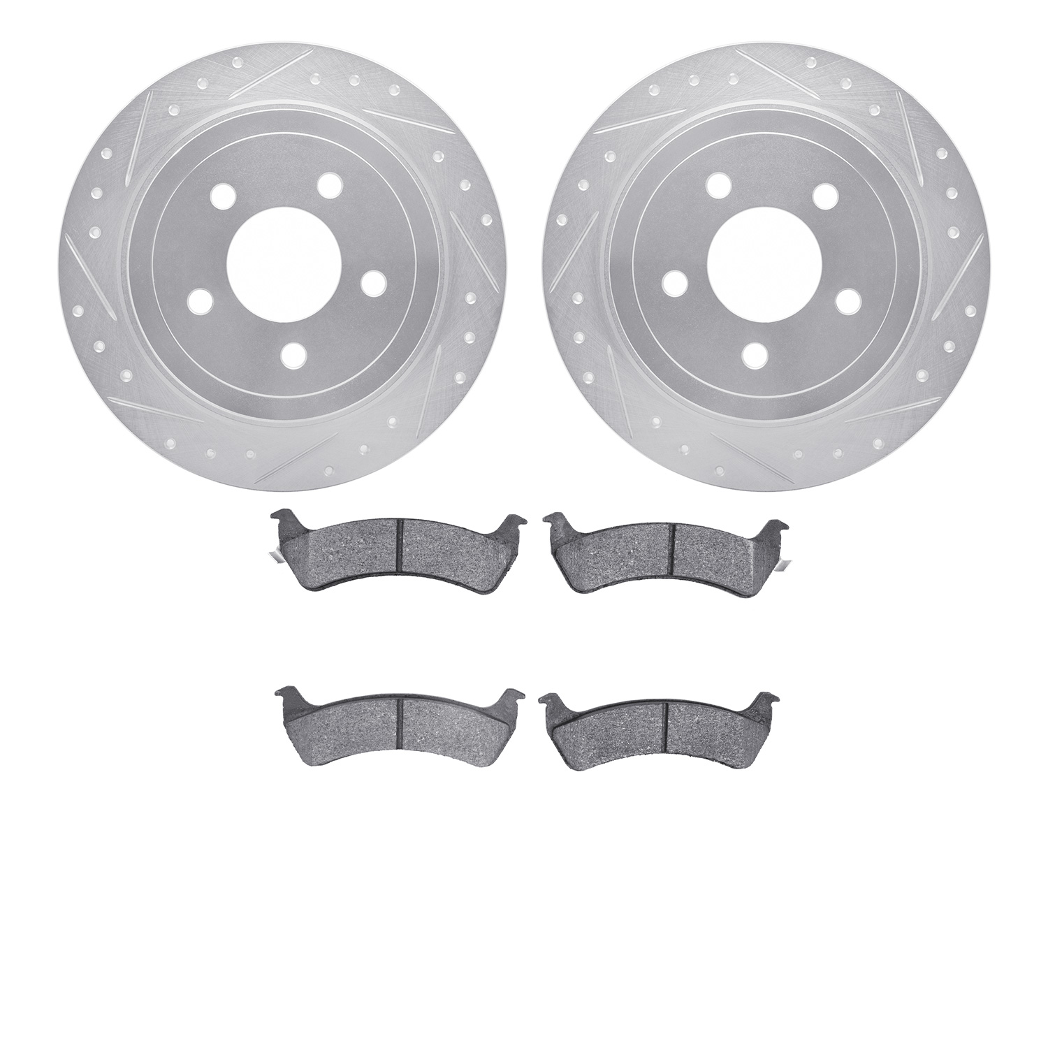 7302-54089 Drilled/Slotted Brake Rotor with 3000-Series Ceramic Brake Pads Kit [Silver], 2003-2005 Ford/Lincoln/Mercury/Mazda, P