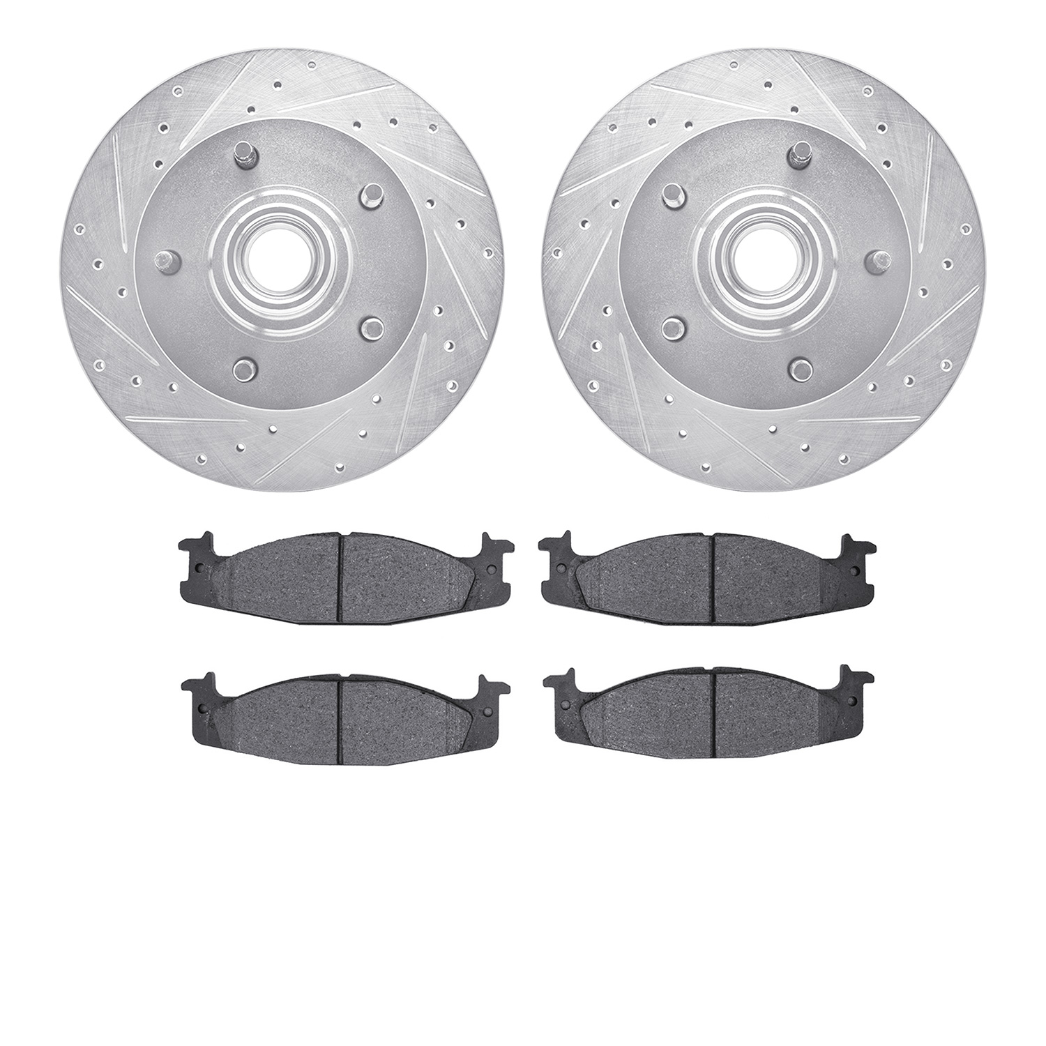 7302-54093 Drilled/Slotted Brake Rotor with 3000-Series Ceramic Brake Pads Kit [Silver], 1994-2003 Ford/Lincoln/Mercury/Mazda, P