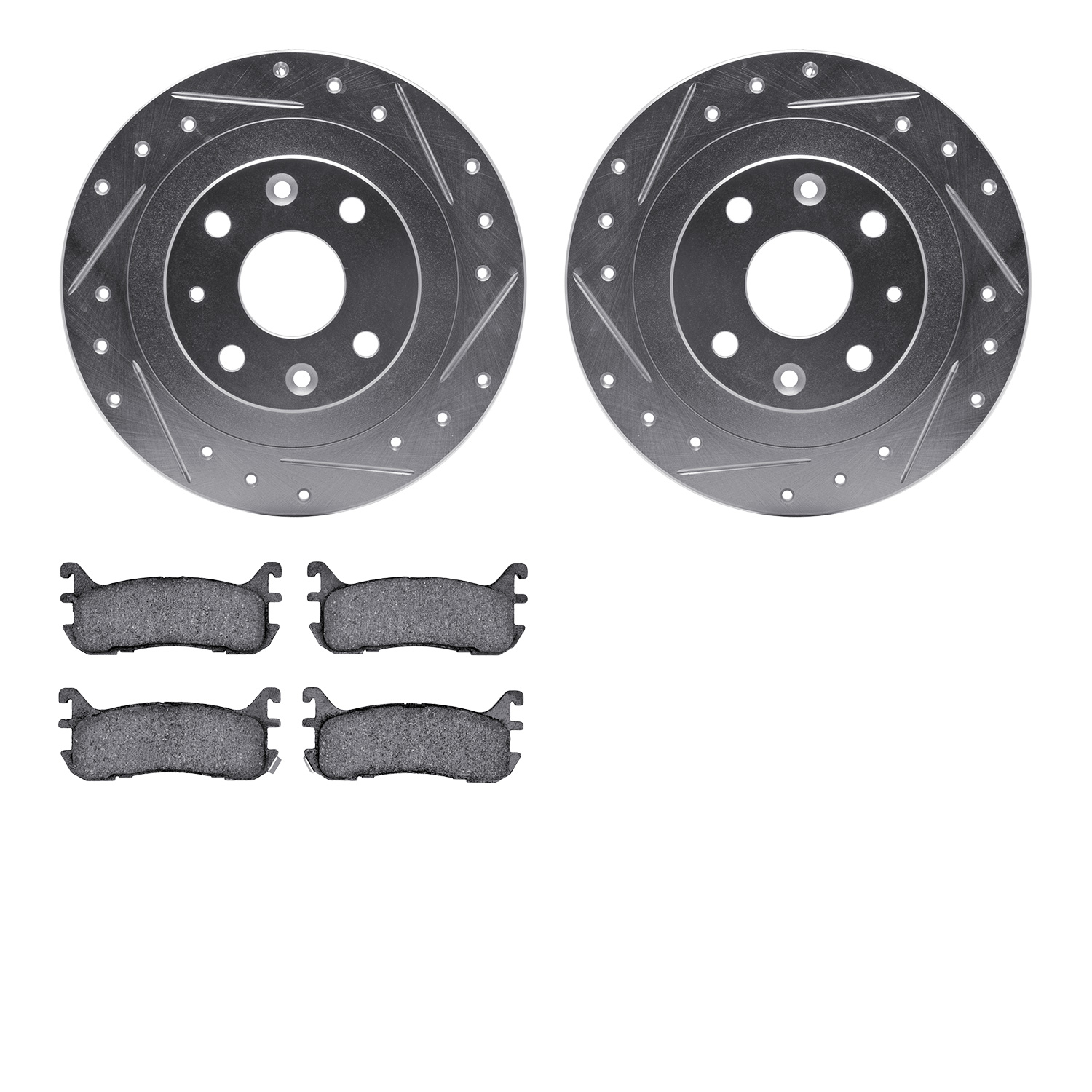 7302-54099 Drilled/Slotted Brake Rotor with 3000-Series Ceramic Brake Pads Kit [Silver], 1994-2003 Ford/Lincoln/Mercury/Mazda, P