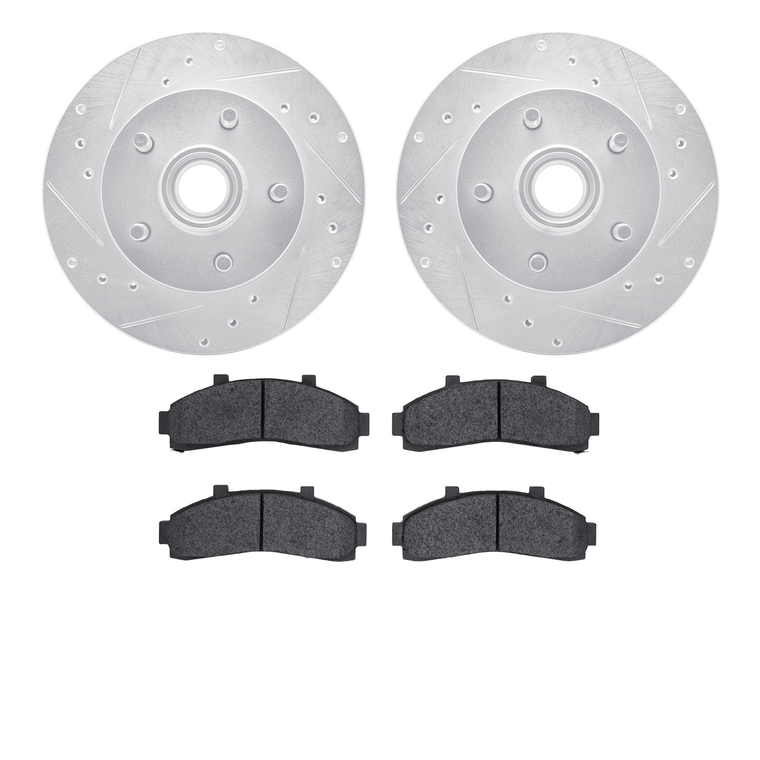 7302-54100 Drilled/Slotted Brake Rotor with 3000-Series Ceramic Brake Pads Kit [Silver], 1995-1997 Ford/Lincoln/Mercury/Mazda, P