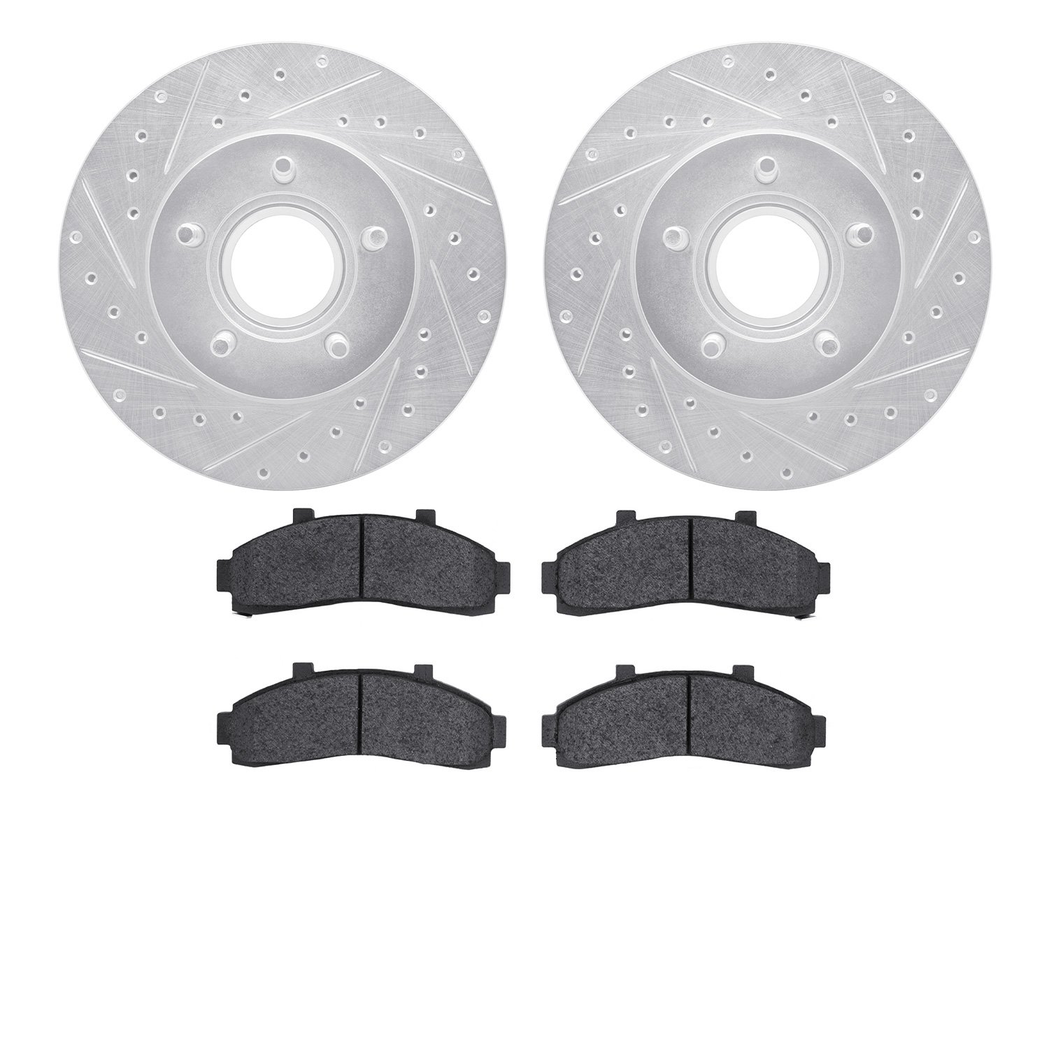 7302-54102 Drilled/Slotted Brake Rotor with 3000-Series Ceramic Brake Pads Kit [Silver], 1995-1997 Ford/Lincoln/Mercury/Mazda, P