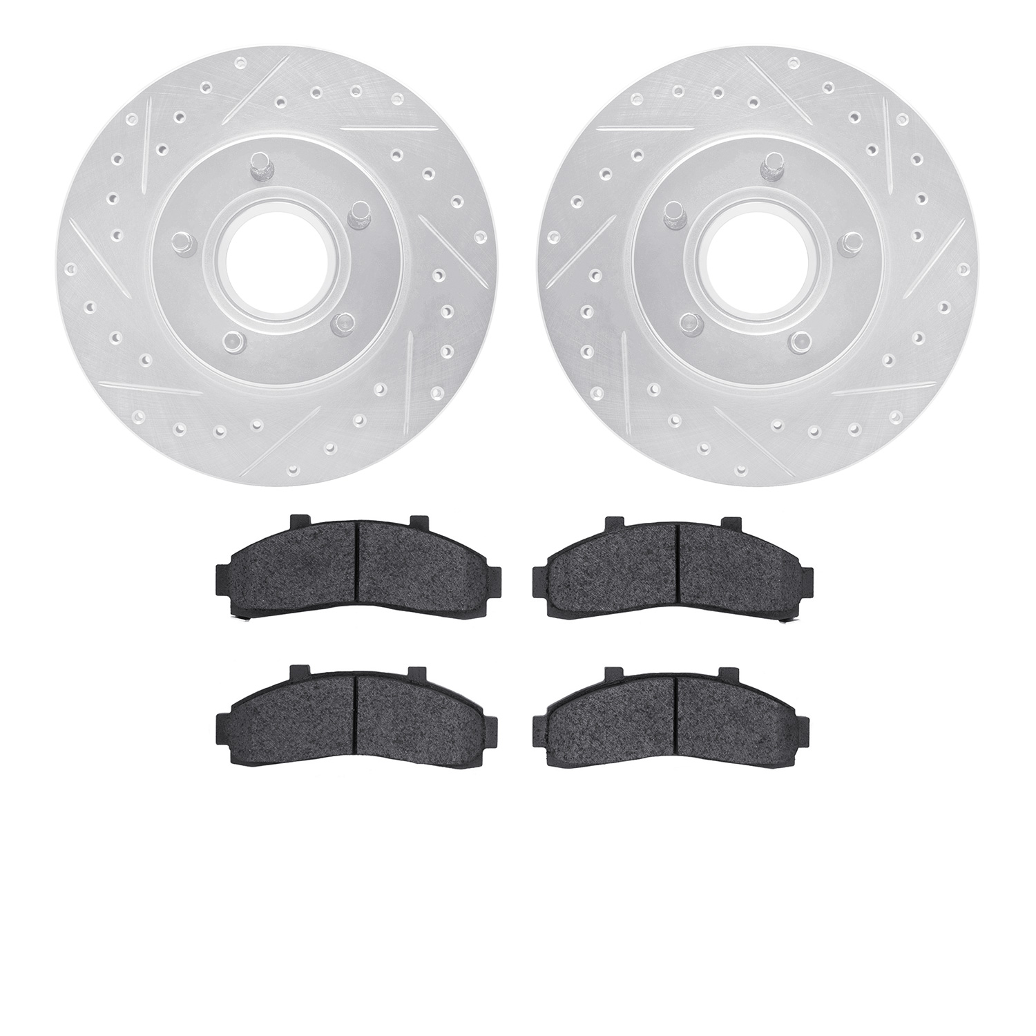 7302-54105 Drilled/Slotted Brake Rotor with 3000-Series Ceramic Brake Pads Kit [Silver], 1995-1997 Ford/Lincoln/Mercury/Mazda, P