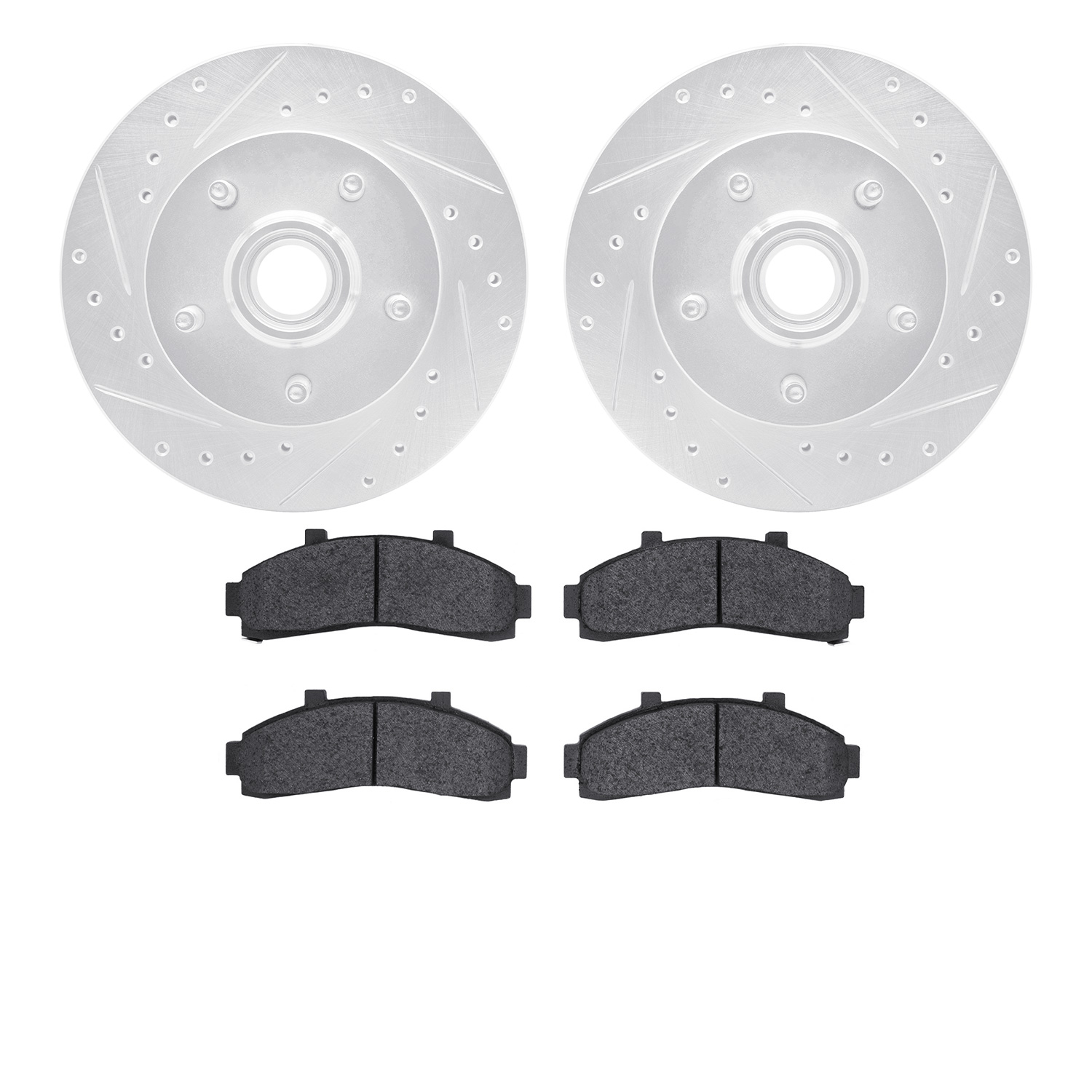 7302-54106 Drilled/Slotted Brake Rotor with 3000-Series Ceramic Brake Pads Kit [Silver], 1998-2002 Ford/Lincoln/Mercury/Mazda, P