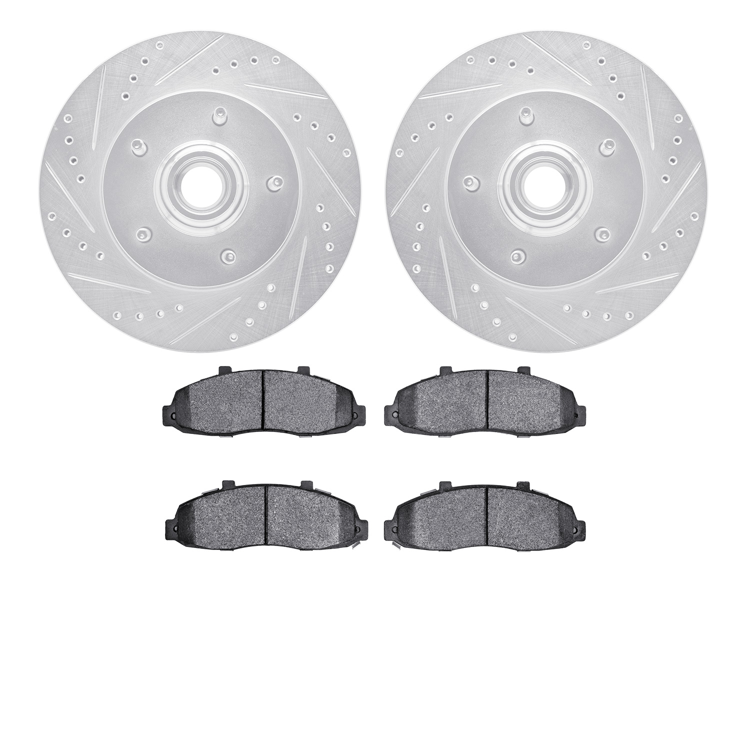 7302-54110 Drilled/Slotted Brake Rotor with 3000-Series Ceramic Brake Pads Kit [Silver], 1997-1999 Ford/Lincoln/Mercury/Mazda, P