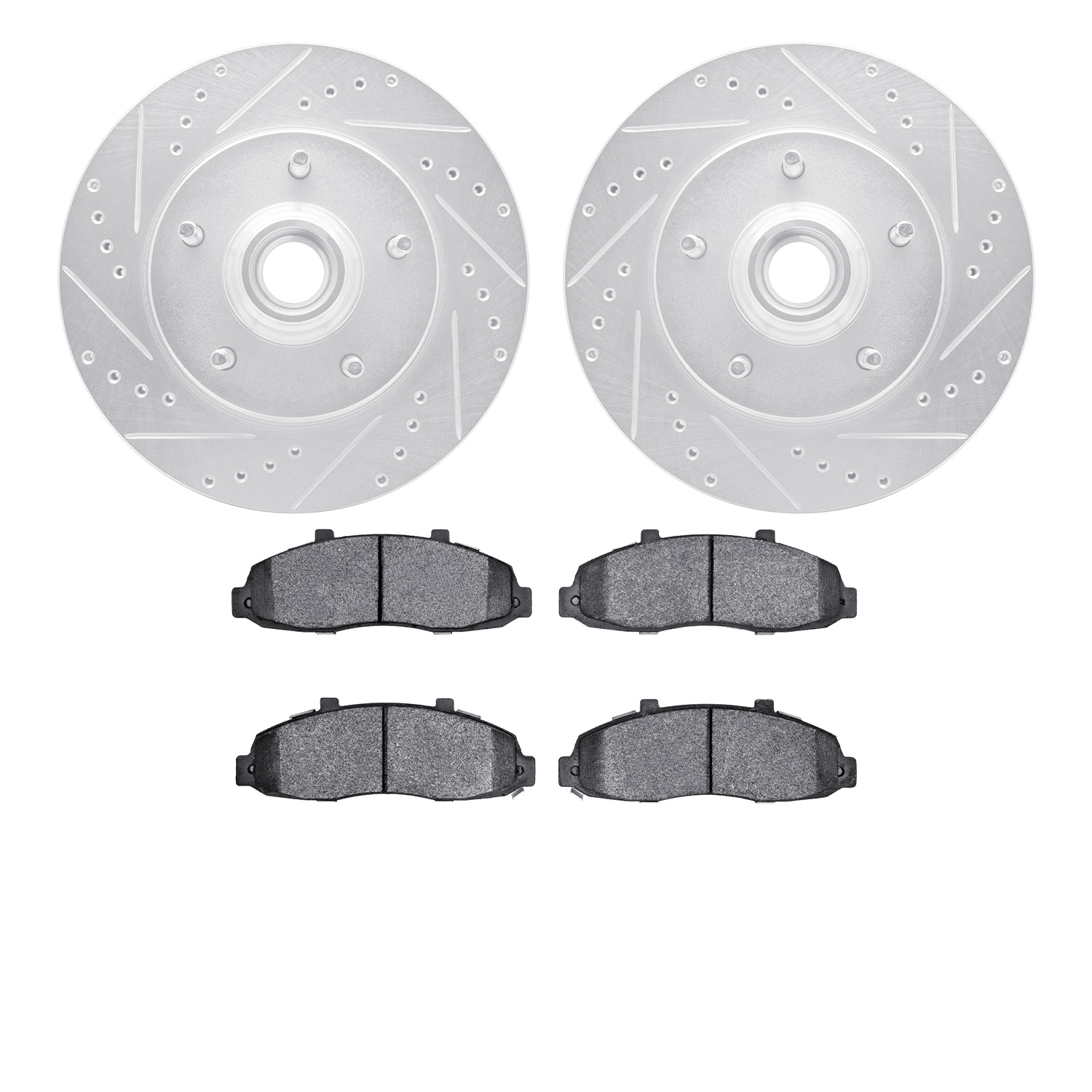 7302-54111 Drilled/Slotted Brake Rotor with 3000-Series Ceramic Brake Pads Kit [Silver], 1997-1999 Ford/Lincoln/Mercury/Mazda, P