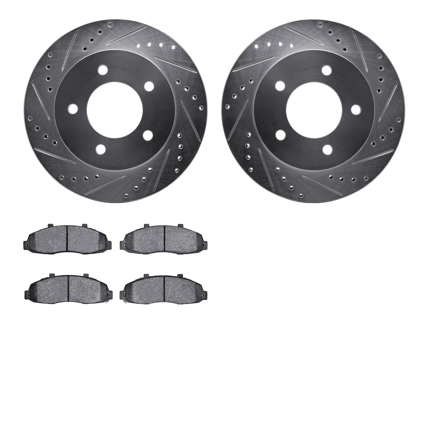 7302-54112 Drilled/Slotted Brake Rotor with 3000-Series Ceramic Brake Pads Kit [Silver], 1997-2004 Ford/Lincoln/Mercury/Mazda, P