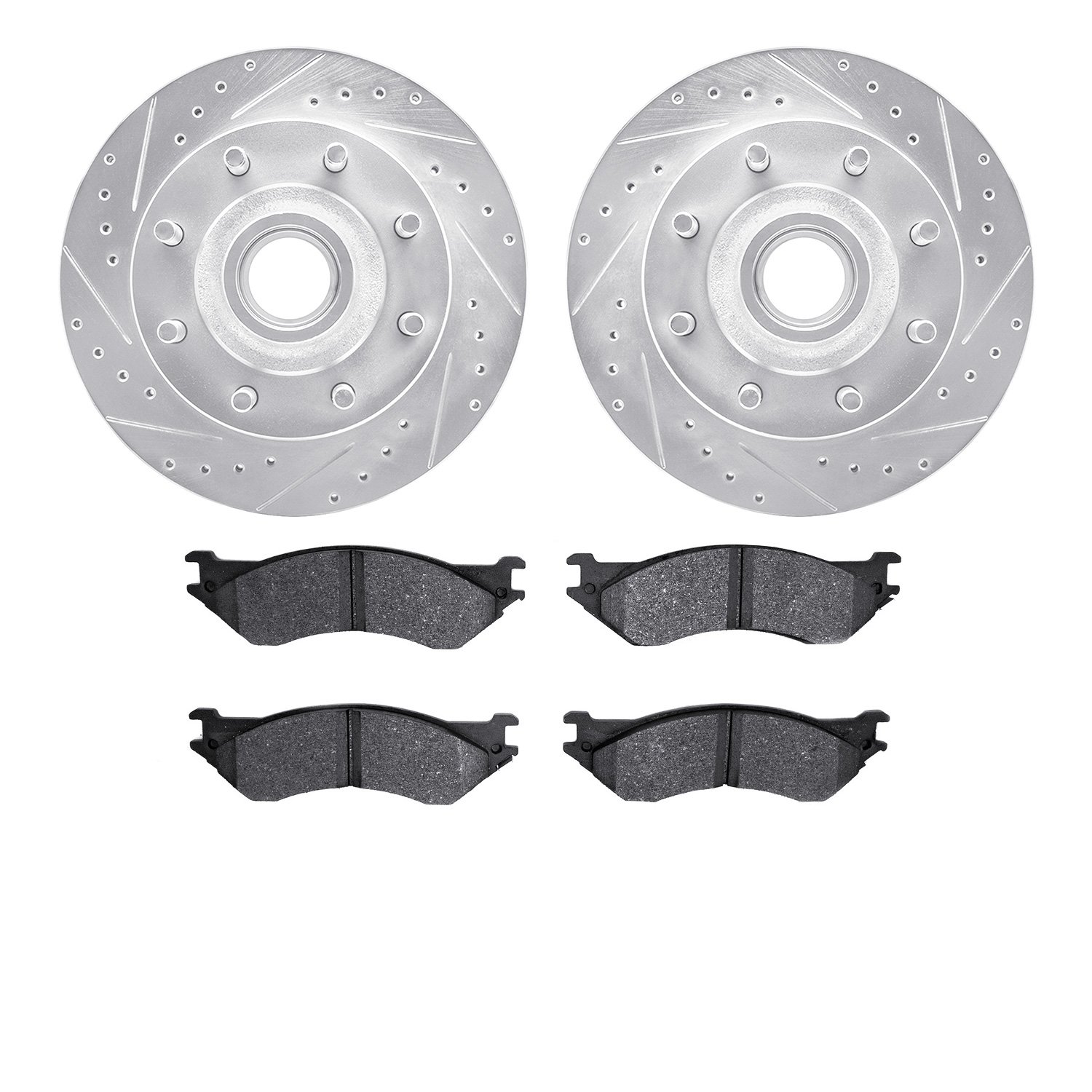 7302-54114 Drilled/Slotted Brake Rotor with 3000-Series Ceramic Brake Pads Kit [Silver], 2000-2004 Ford/Lincoln/Mercury/Mazda, P