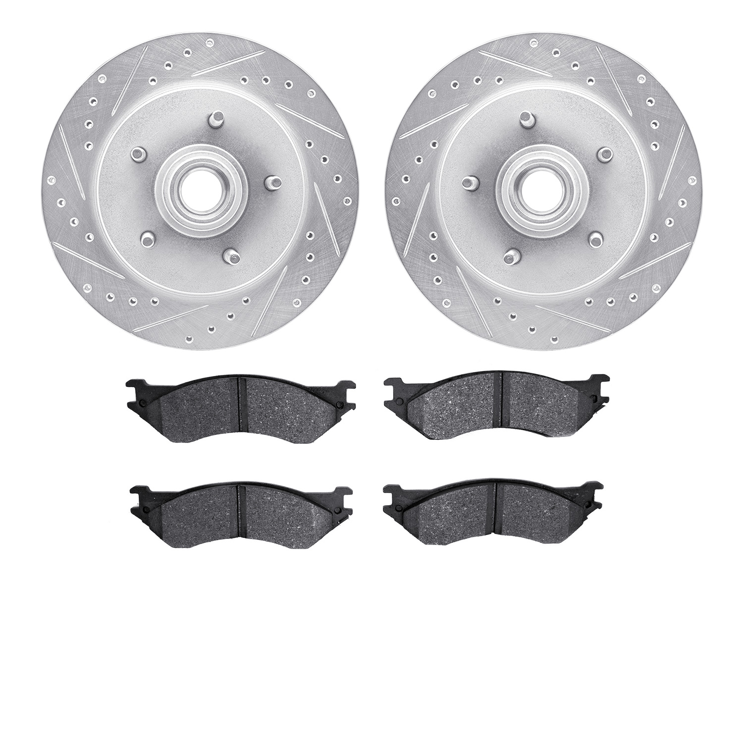 7302-54117 Drilled/Slotted Brake Rotor with 3000-Series Ceramic Brake Pads Kit [Silver], 1997-2000 Ford/Lincoln/Mercury/Mazda, P