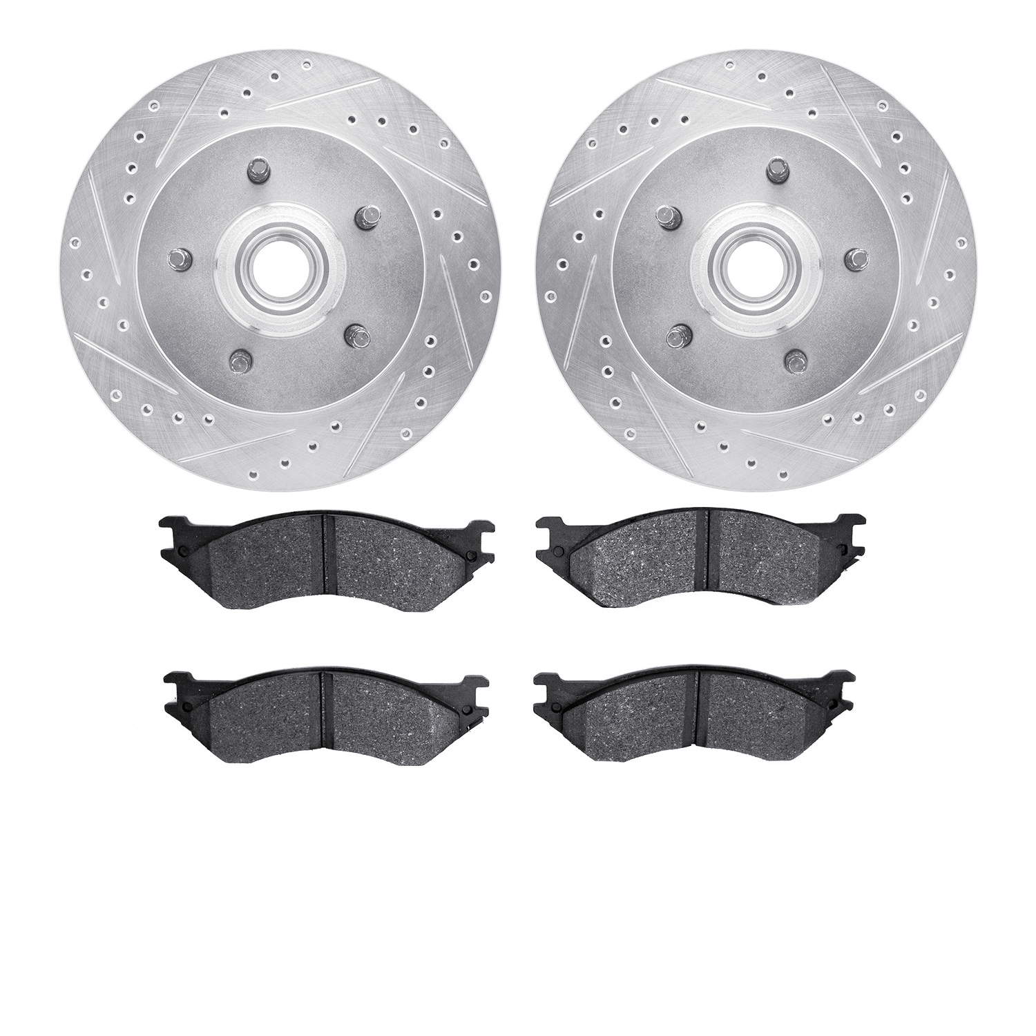 7302-54119 Drilled/Slotted Brake Rotor with 3000-Series Ceramic Brake Pads Kit [Silver], 1999-2004 Ford/Lincoln/Mercury/Mazda, P