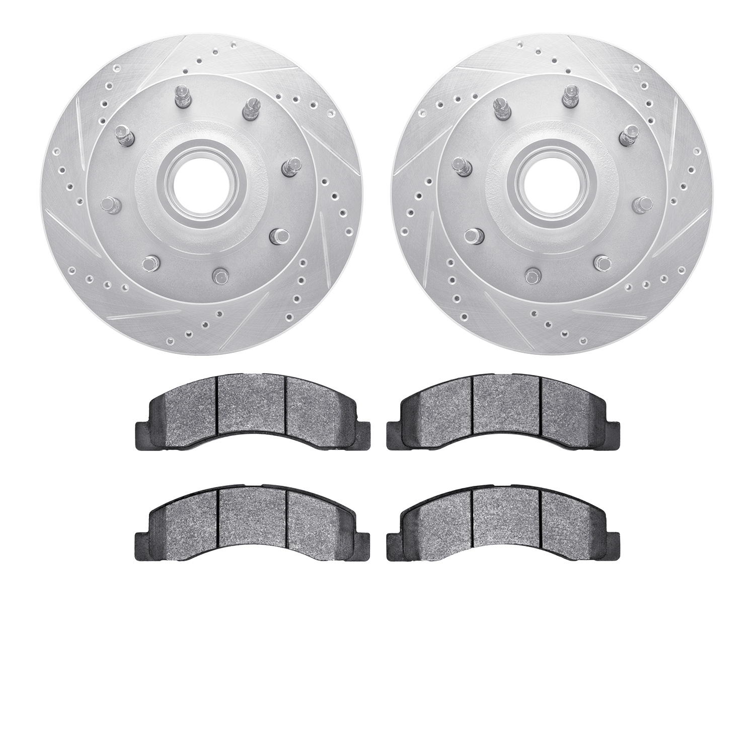 7302-54124 Drilled/Slotted Brake Rotor with 3000-Series Ceramic Brake Pads Kit [Silver], 1999-2002 Ford/Lincoln/Mercury/Mazda, P