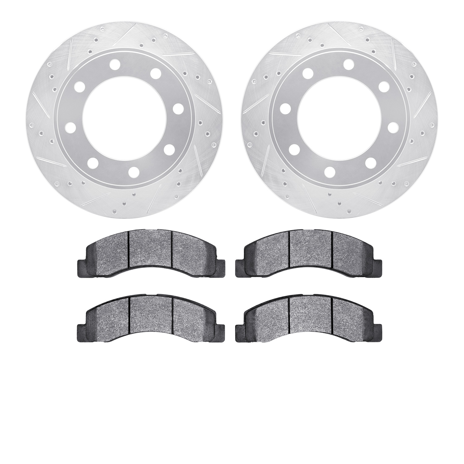 7302-54127 Drilled/Slotted Brake Rotor with 3000-Series Ceramic Brake Pads Kit [Silver], 1999-2005 Ford/Lincoln/Mercury/Mazda, P