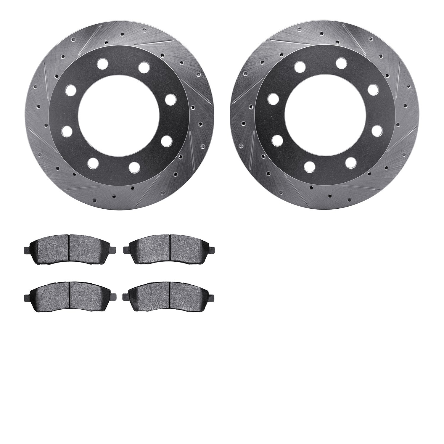 7302-54131 Drilled/Slotted Brake Rotor with 3000-Series Ceramic Brake Pads Kit [Silver], 1999-2005 Ford/Lincoln/Mercury/Mazda, P