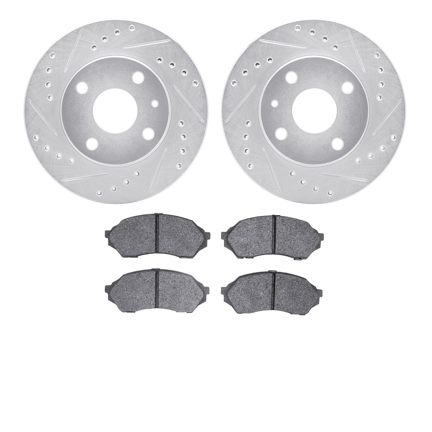 7302-54132 Drilled/Slotted Brake Rotor with 3000-Series Ceramic Brake Pads Kit [Silver], 1999-2001 Ford/Lincoln/Mercury/Mazda, P