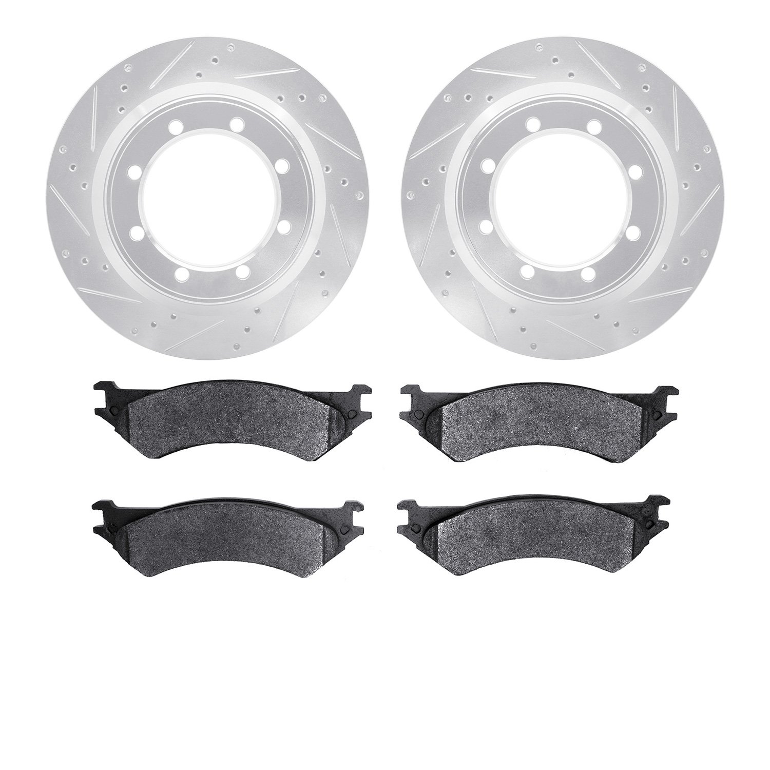 7302-54133 Drilled/Slotted Brake Rotor with 3000-Series Ceramic Brake Pads Kit [Silver], 1999-2007 Ford/Lincoln/Mercury/Mazda, P