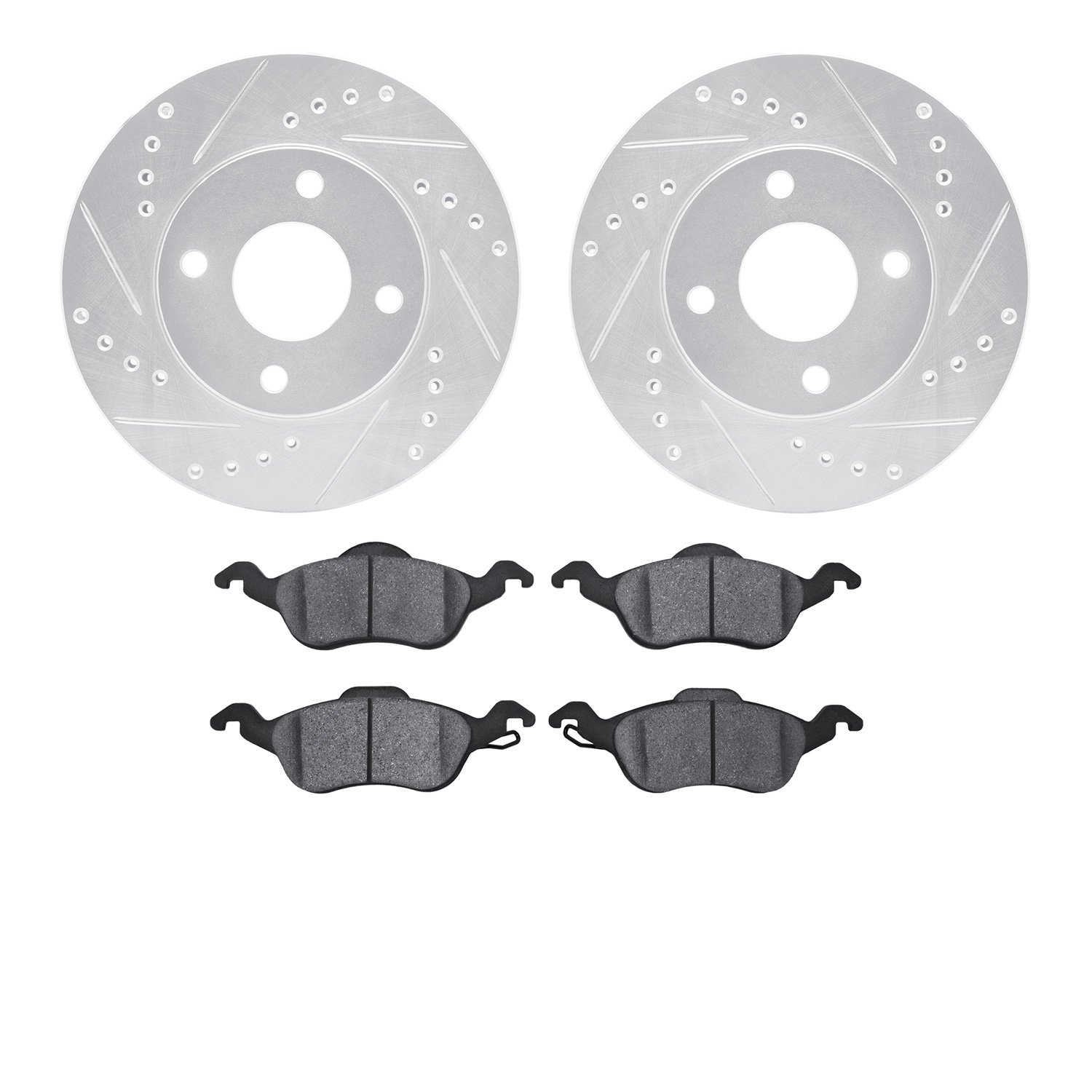 7302-54138 Drilled/Slotted Brake Rotor with 3000-Series Ceramic Brake Pads Kit [Silver], 2000-2004 Ford/Lincoln/Mercury/Mazda, P