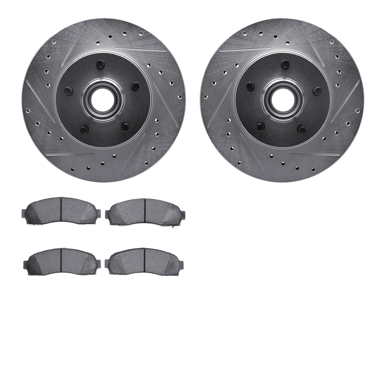 7302-54141 Drilled/Slotted Brake Rotor with 3000-Series Ceramic Brake Pads Kit [Silver], 2003-2011 Ford/Lincoln/Mercury/Mazda, P