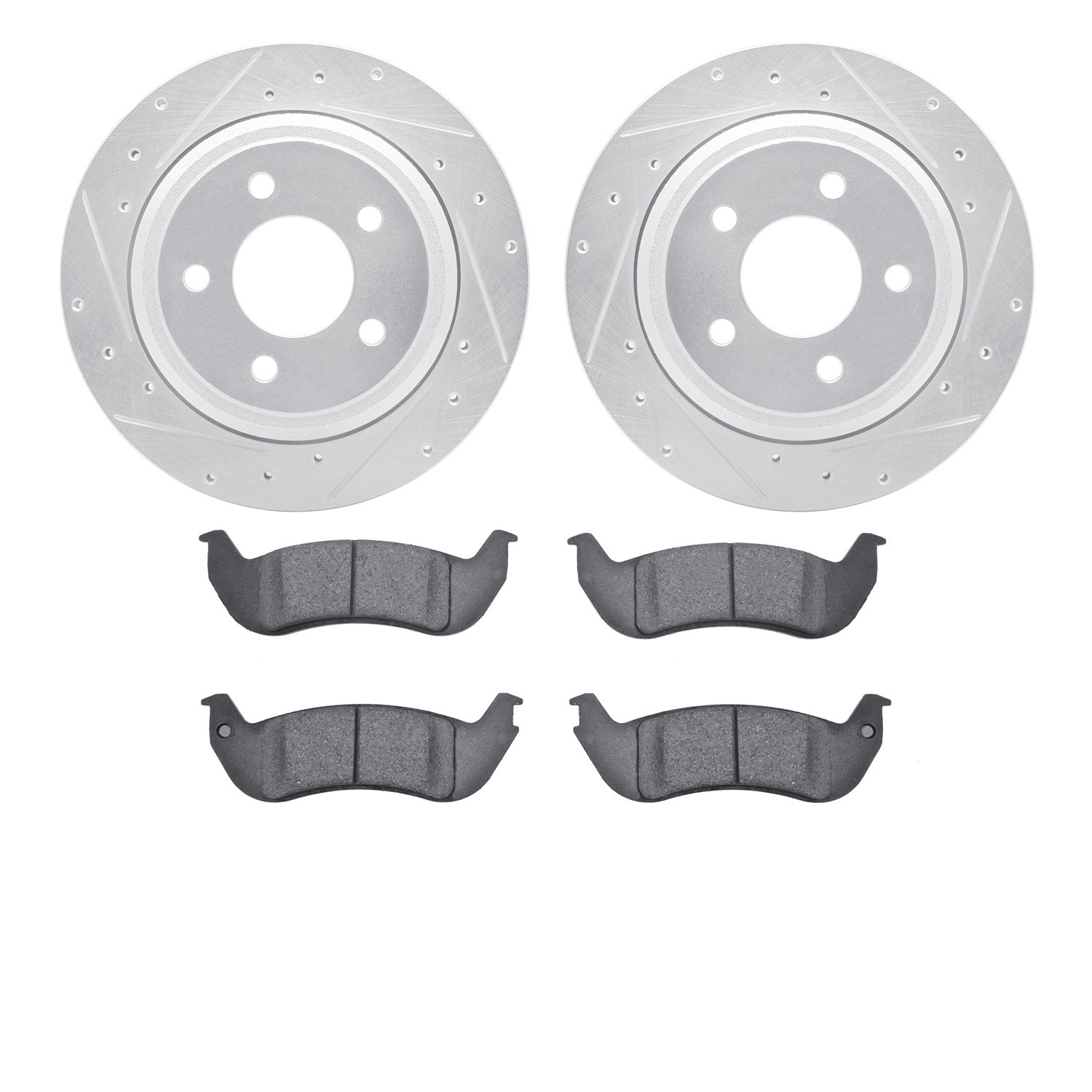 7302-54147 Drilled/Slotted Brake Rotor with 3000-Series Ceramic Brake Pads Kit [Silver], 2010-2011 Ford/Lincoln/Mercury/Mazda, P