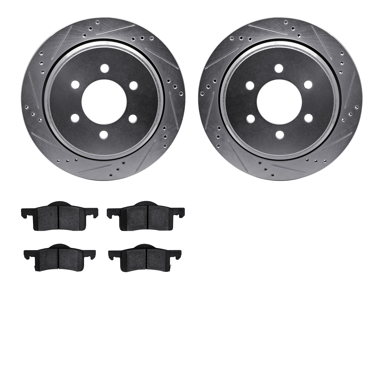 7302-54149 Drilled/Slotted Brake Rotor with 3000-Series Ceramic Brake Pads Kit [Silver], 2002-2006 Ford/Lincoln/Mercury/Mazda, P