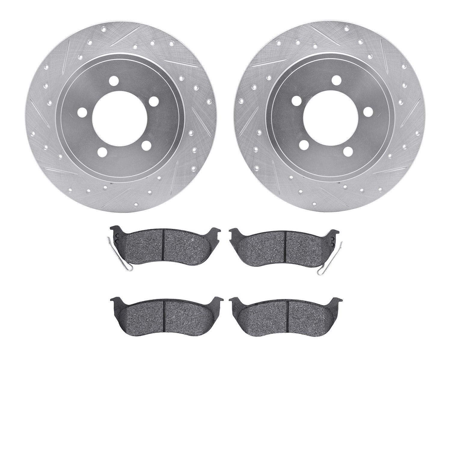7302-54151 Drilled/Slotted Brake Rotor with 3000-Series Ceramic Brake Pads Kit [Silver], 2006-2010 Ford/Lincoln/Mercury/Mazda, P