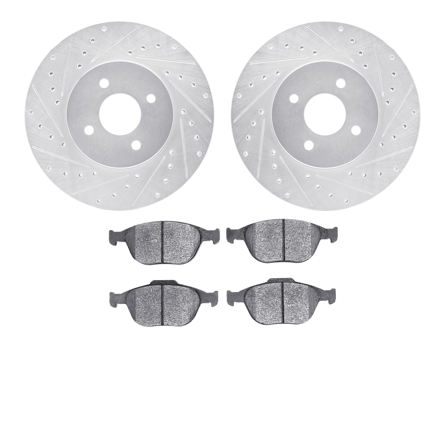 7302-54152 Drilled/Slotted Brake Rotor with 3000-Series Ceramic Brake Pads Kit [Silver], 2002-2004 Ford/Lincoln/Mercury/Mazda, P