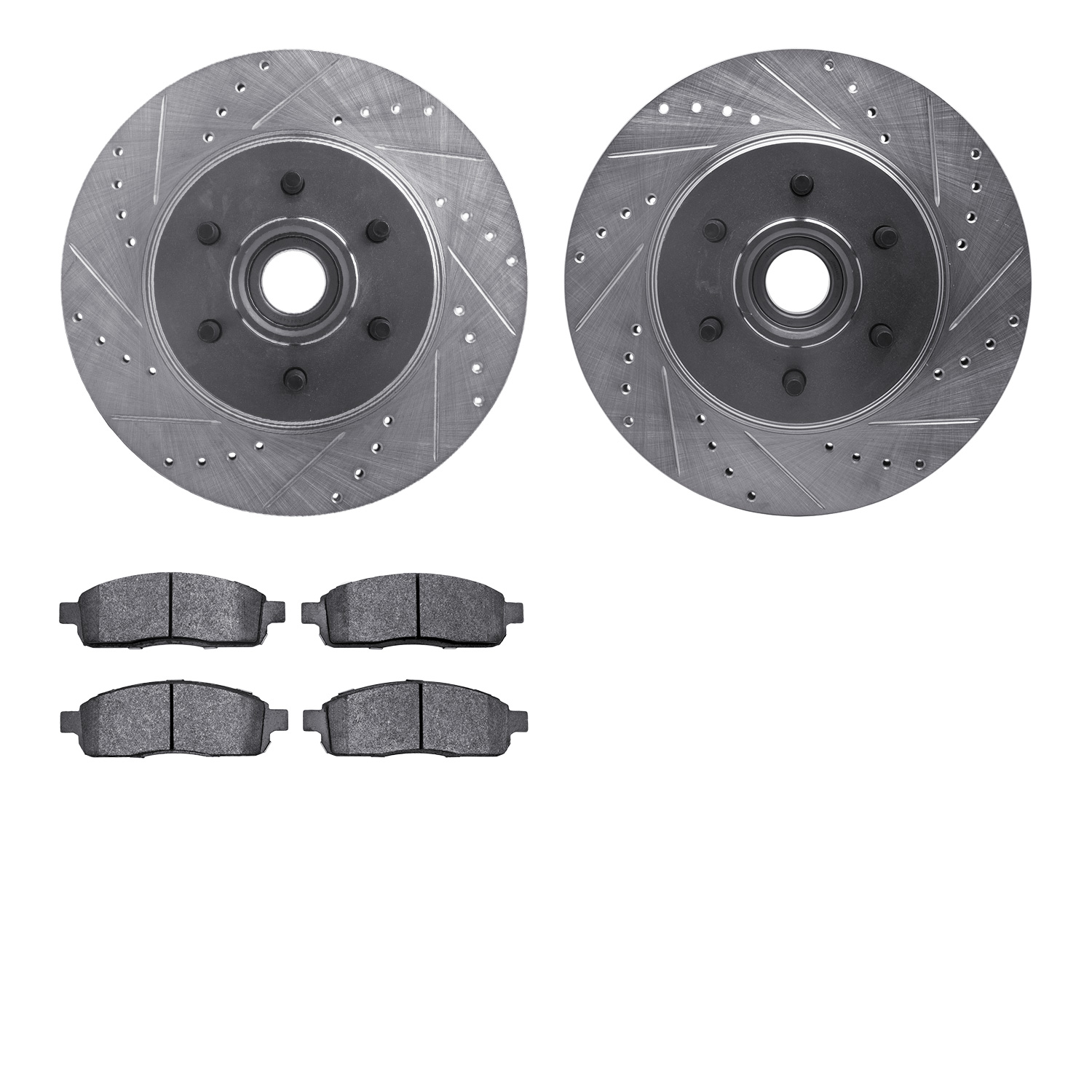 7302-54155 Drilled/Slotted Brake Rotor with 3000-Series Ceramic Brake Pads Kit [Silver], 2004-2008 Ford/Lincoln/Mercury/Mazda, P