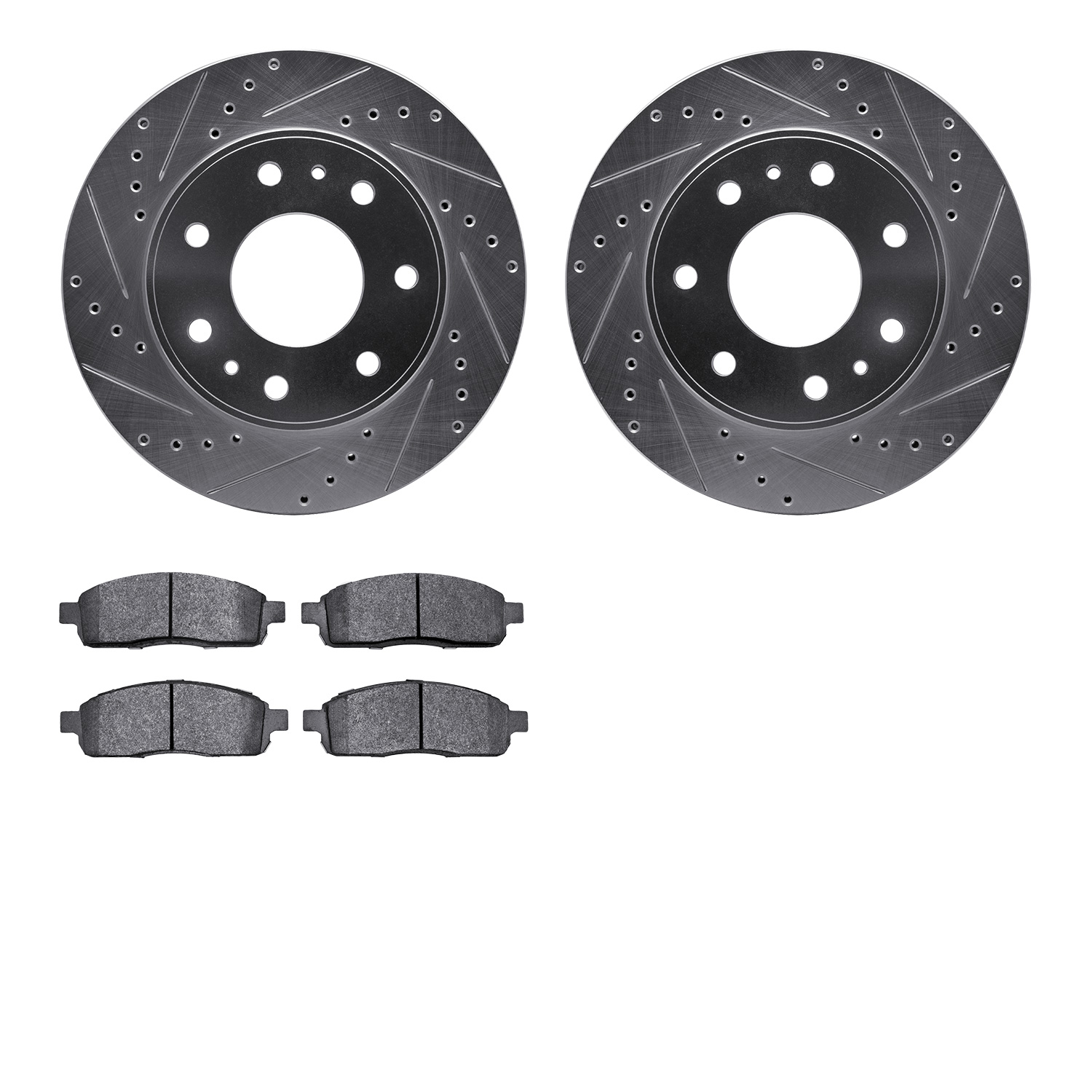 7302-54160 Drilled/Slotted Brake Rotor with 3000-Series Ceramic Brake Pads Kit [Silver], 2009-2009 Ford/Lincoln/Mercury/Mazda, P