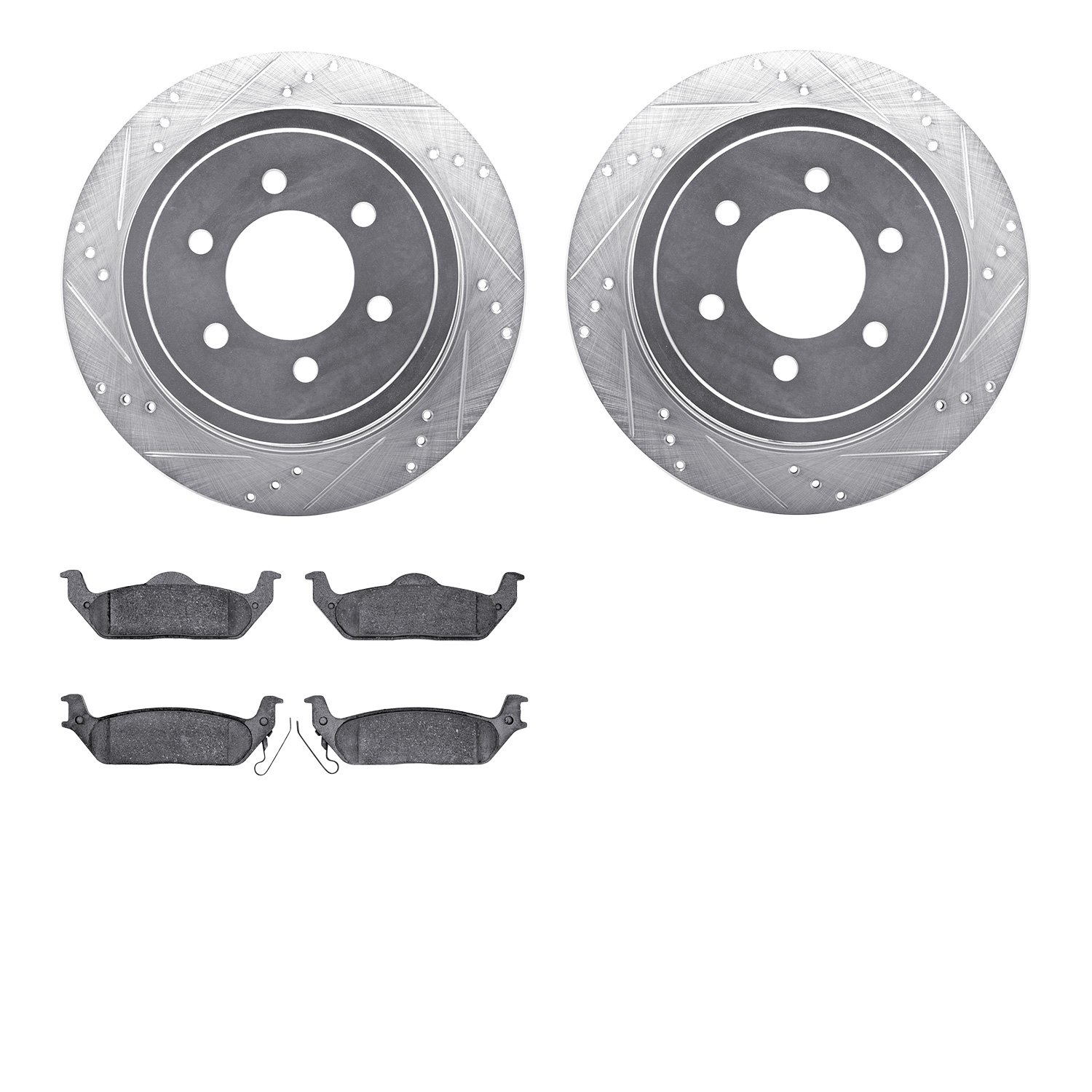 7302-54161 Drilled/Slotted Brake Rotor with 3000-Series Ceramic Brake Pads Kit [Silver], 2004-2011 Ford/Lincoln/Mercury/Mazda, P