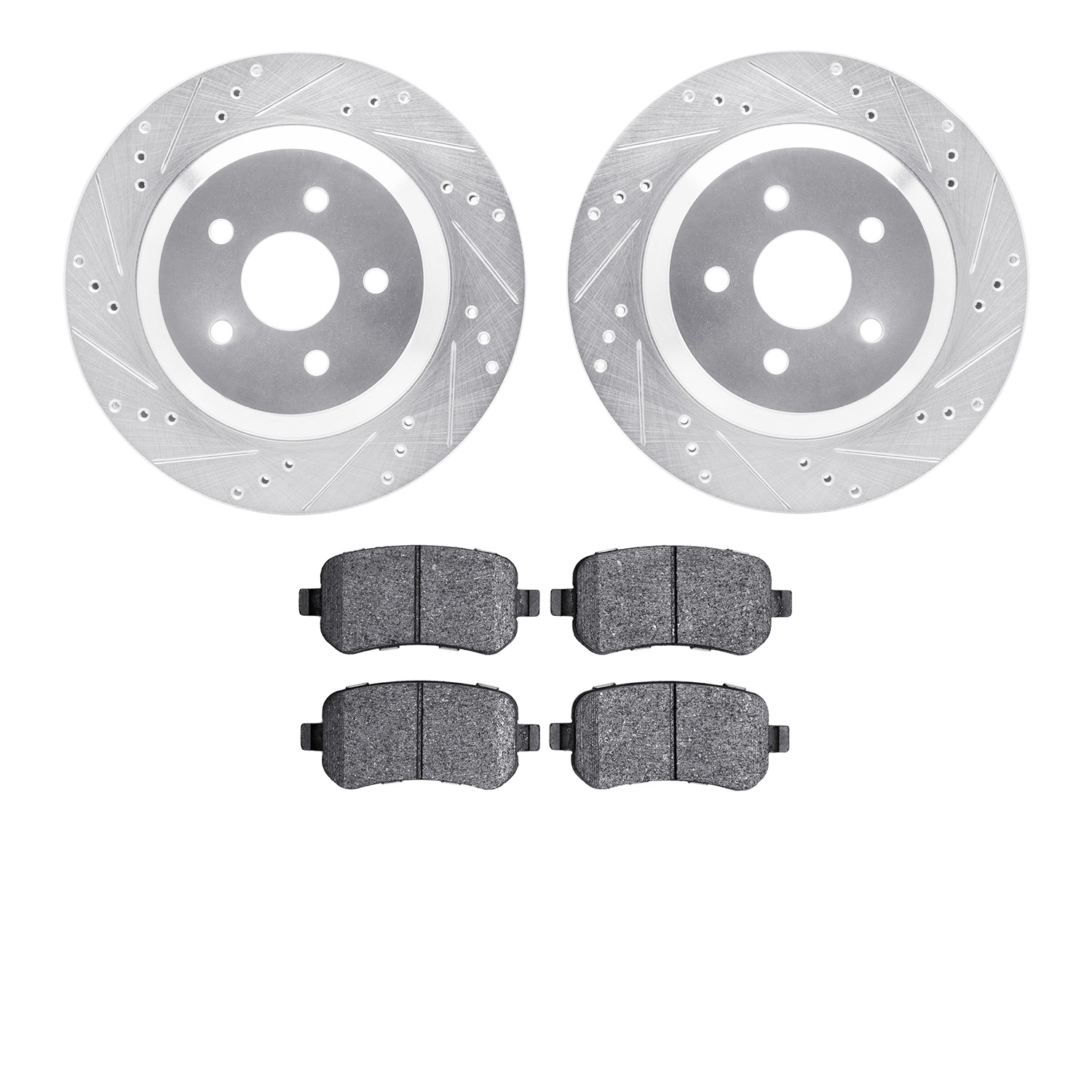 7302-54163 Drilled/Slotted Brake Rotor with 3000-Series Ceramic Brake Pads Kit [Silver], 2004-2007 Ford/Lincoln/Mercury/Mazda, P