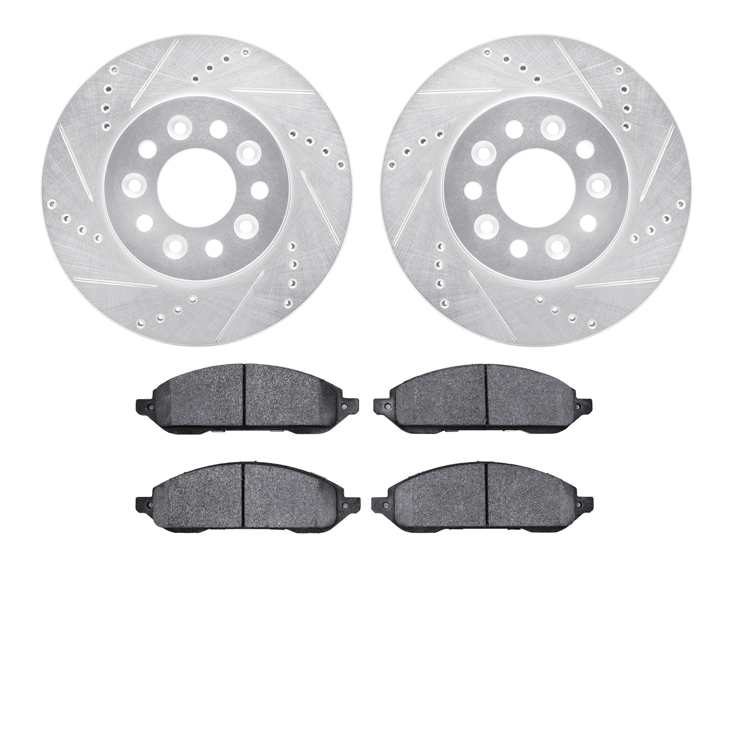 7302-54164 Drilled/Slotted Brake Rotor with 3000-Series Ceramic Brake Pads Kit [Silver], 2004-2007 Ford/Lincoln/Mercury/Mazda, P