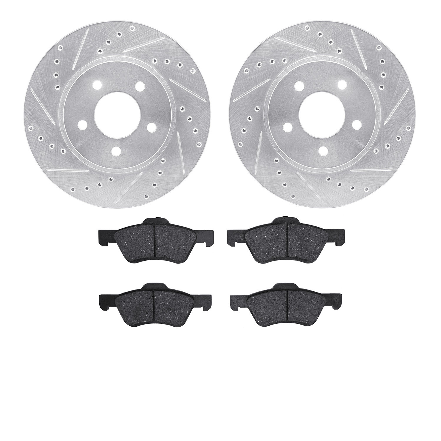 7302-54169 Drilled/Slotted Brake Rotor with 3000-Series Ceramic Brake Pads Kit [Silver], 2005-2012 Ford/Lincoln/Mercury/Mazda, P