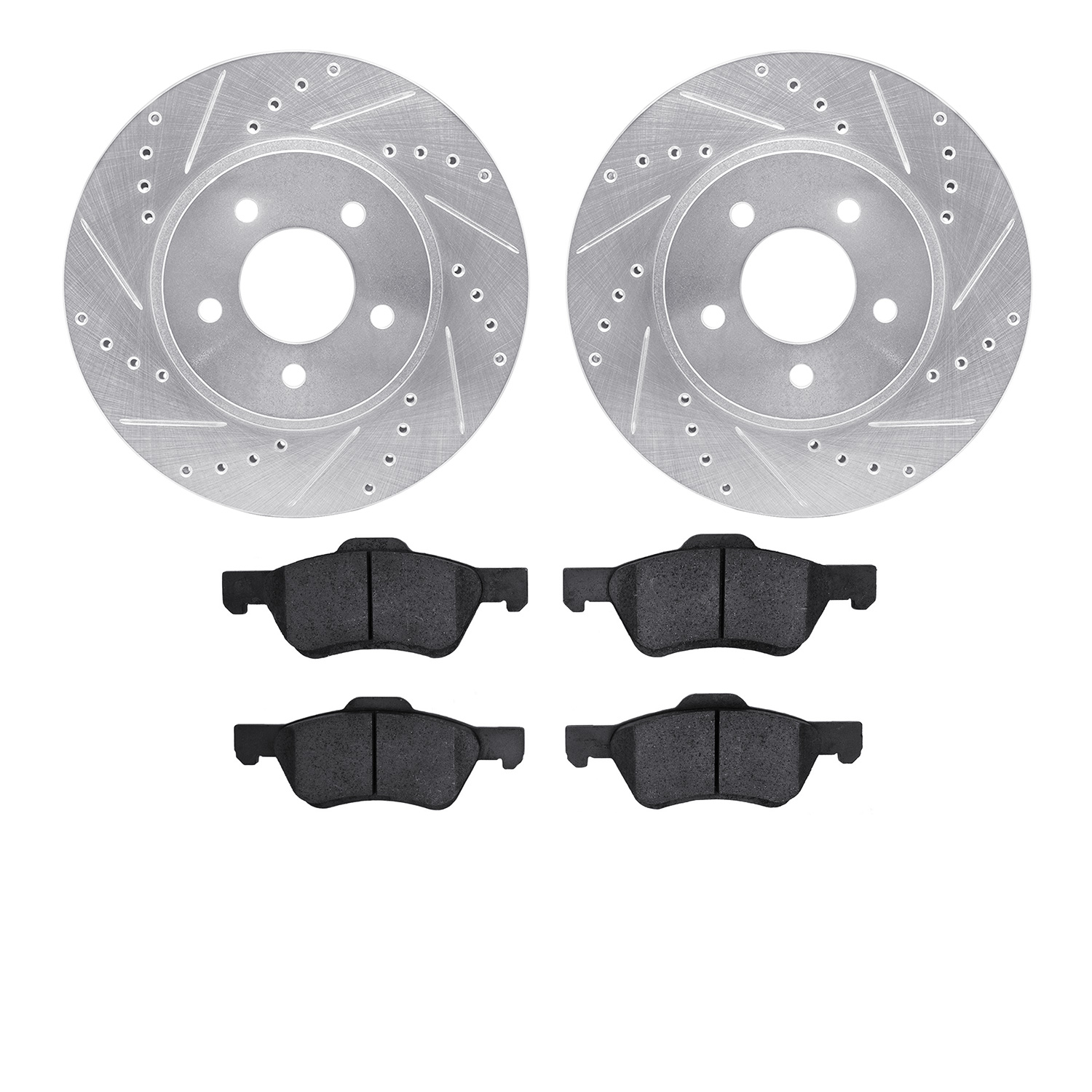 7302-54170 Drilled/Slotted Brake Rotor with 3000-Series Ceramic Brake Pads Kit [Silver], 2008-2012 Ford/Lincoln/Mercury/Mazda, P