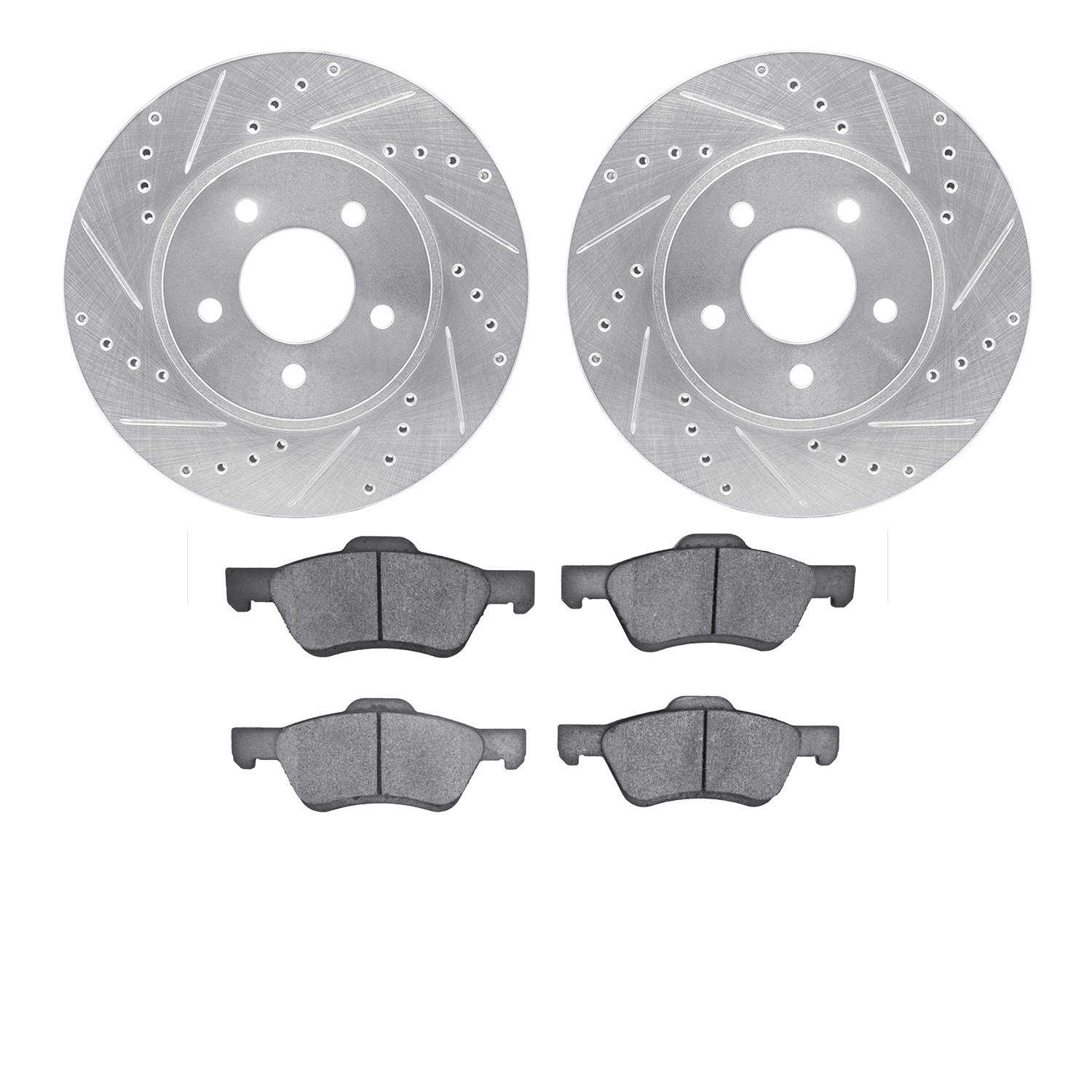 7302-54171 Drilled/Slotted Brake Rotor with 3000-Series Ceramic Brake Pads Kit [Silver], 2009-2012 Ford/Lincoln/Mercury/Mazda, P
