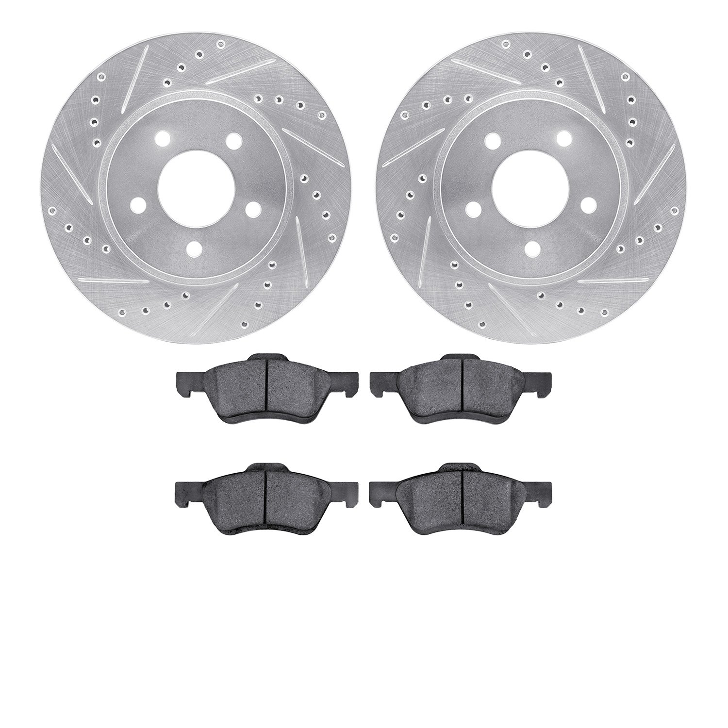 7302-54173 Drilled/Slotted Brake Rotor with 3000-Series Ceramic Brake Pads Kit [Silver], 2009-2012 Ford/Lincoln/Mercury/Mazda, P