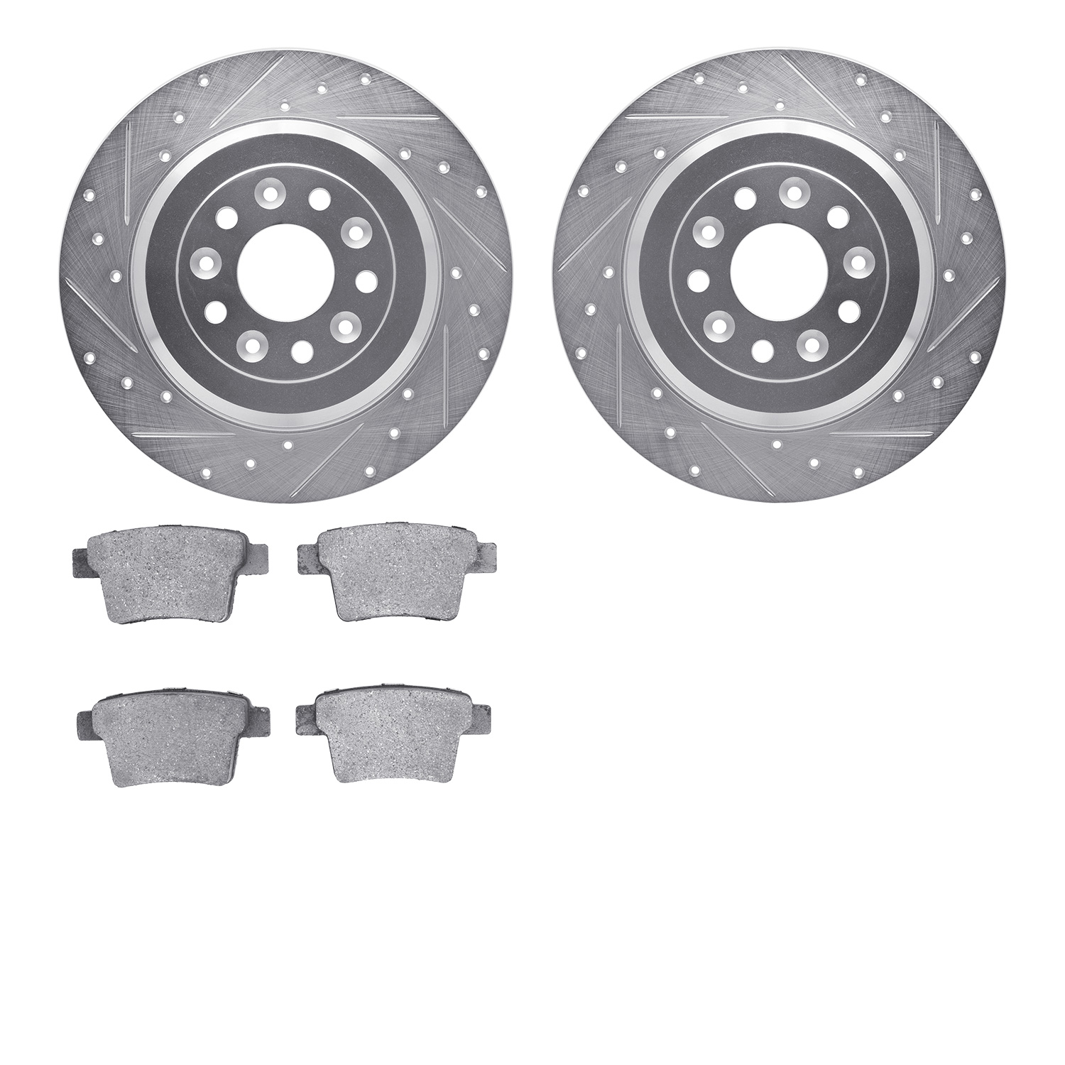 7302-54177 Drilled/Slotted Brake Rotor with 3000-Series Ceramic Brake Pads Kit [Silver], 2005-2009 Ford/Lincoln/Mercury/Mazda, P