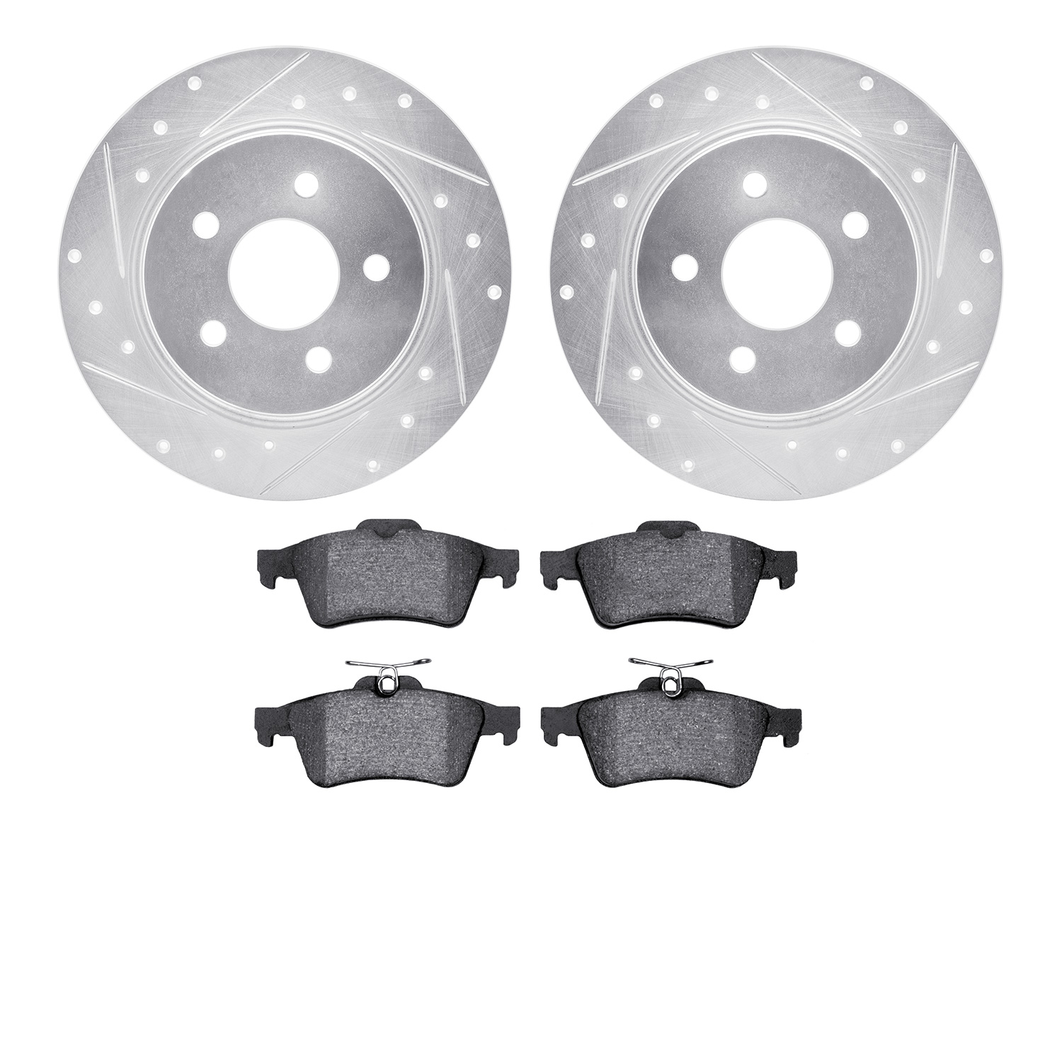 7302-54179 Drilled/Slotted Brake Rotor with 3000-Series Ceramic Brake Pads Kit [Silver], 2013-2018 Ford/Lincoln/Mercury/Mazda, P