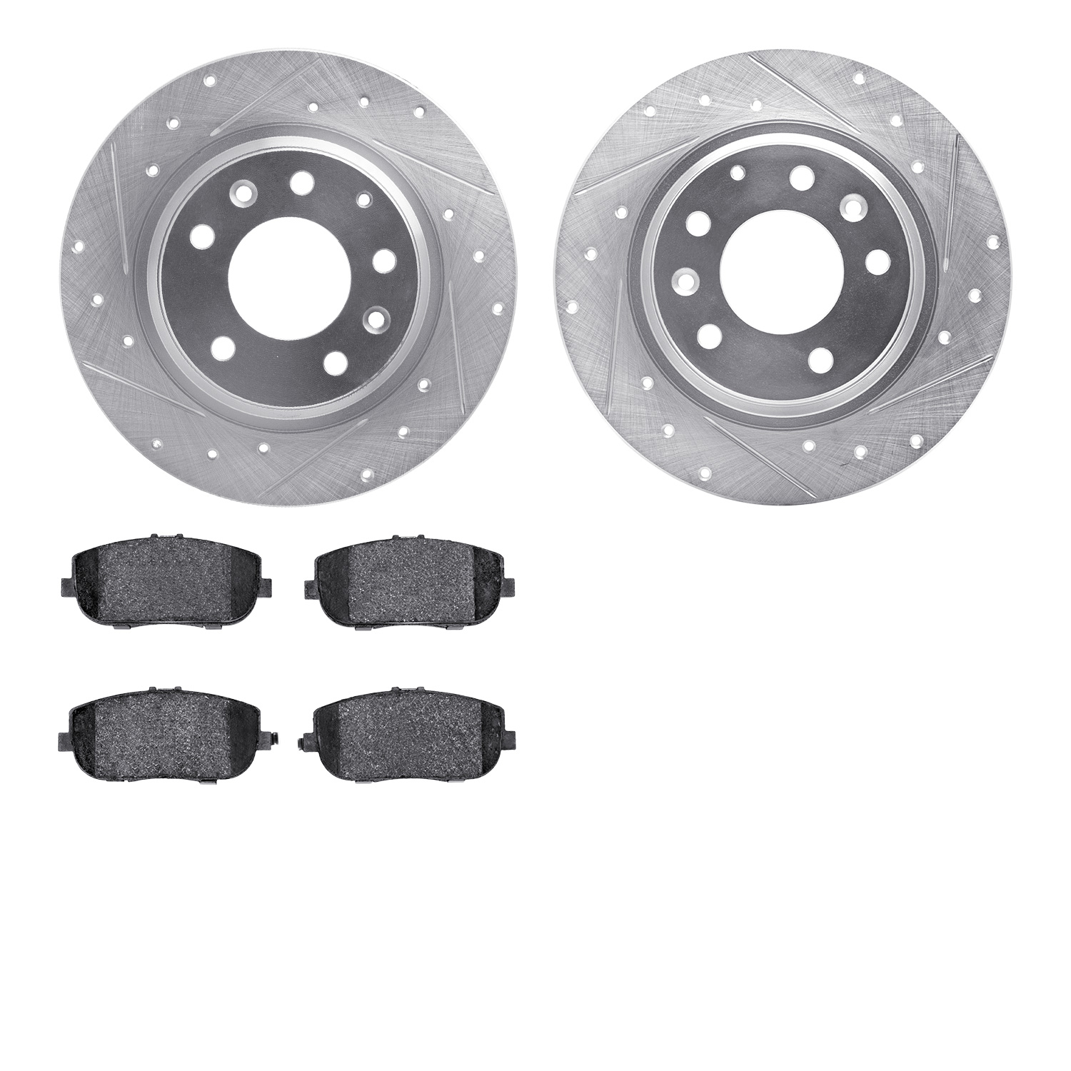 7302-54187 Drilled/Slotted Brake Rotor with 3000-Series Ceramic Brake Pads Kit [Silver], 2006-2015 Ford/Lincoln/Mercury/Mazda, P