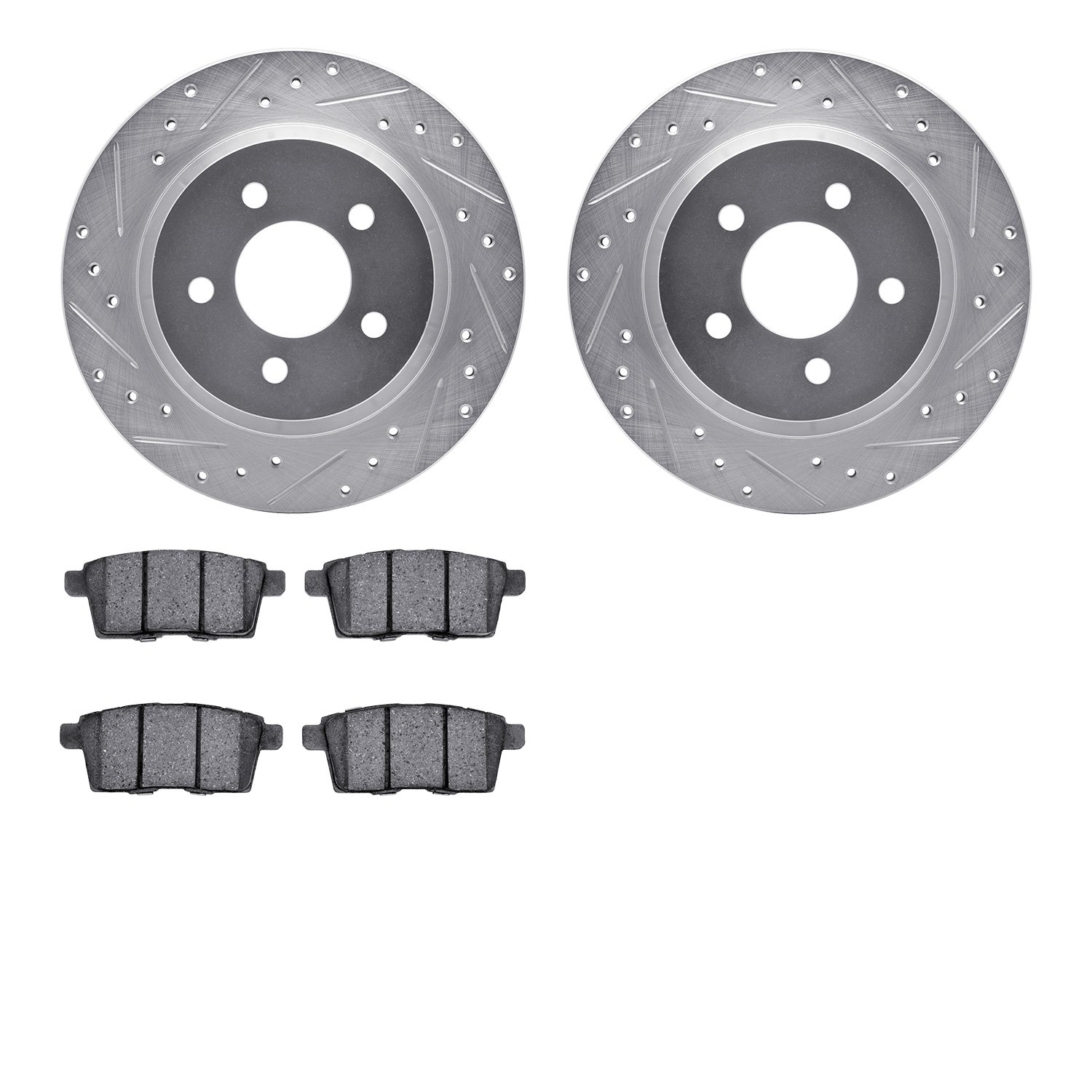 7302-54190 Drilled/Slotted Brake Rotor with 3000-Series Ceramic Brake Pads Kit [Silver], 2007-2010 Ford/Lincoln/Mercury/Mazda, P