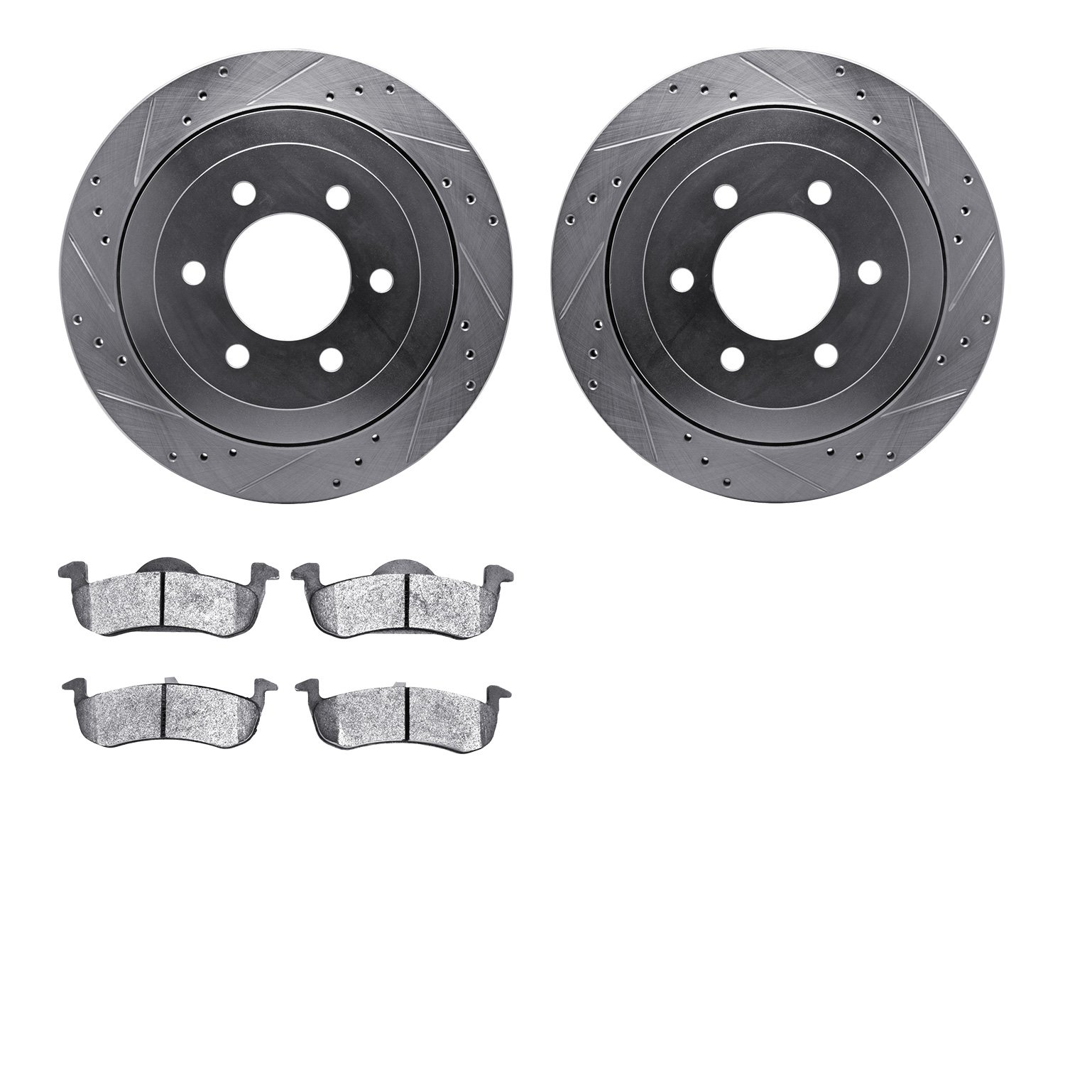 7302-54192 Drilled/Slotted Brake Rotor with 3000-Series Ceramic Brake Pads Kit [Silver], 2007-2017 Ford/Lincoln/Mercury/Mazda, P