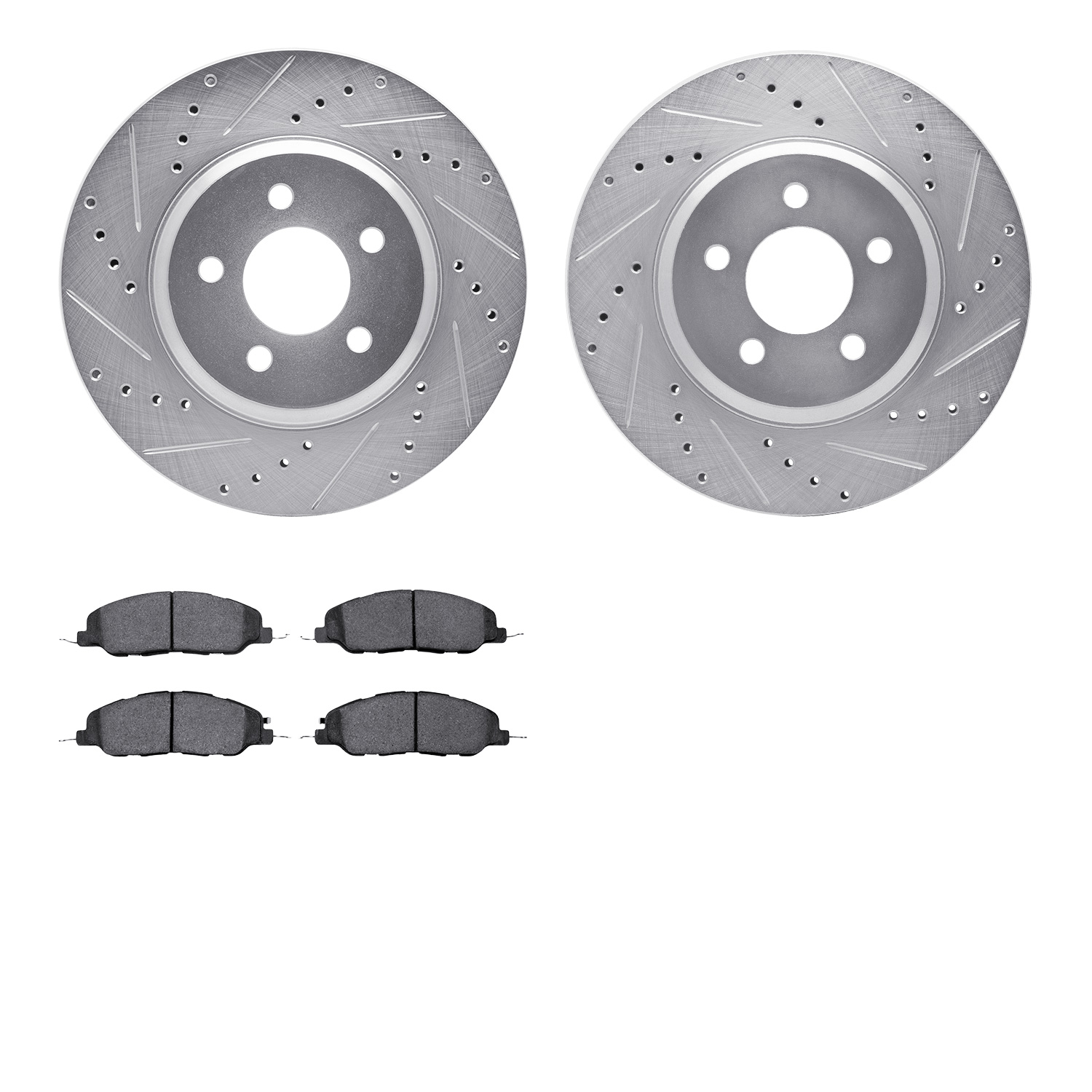 7302-54199 Drilled/Slotted Brake Rotor with 3000-Series Ceramic Brake Pads Kit [Silver], 2005-2014 Ford/Lincoln/Mercury/Mazda, P