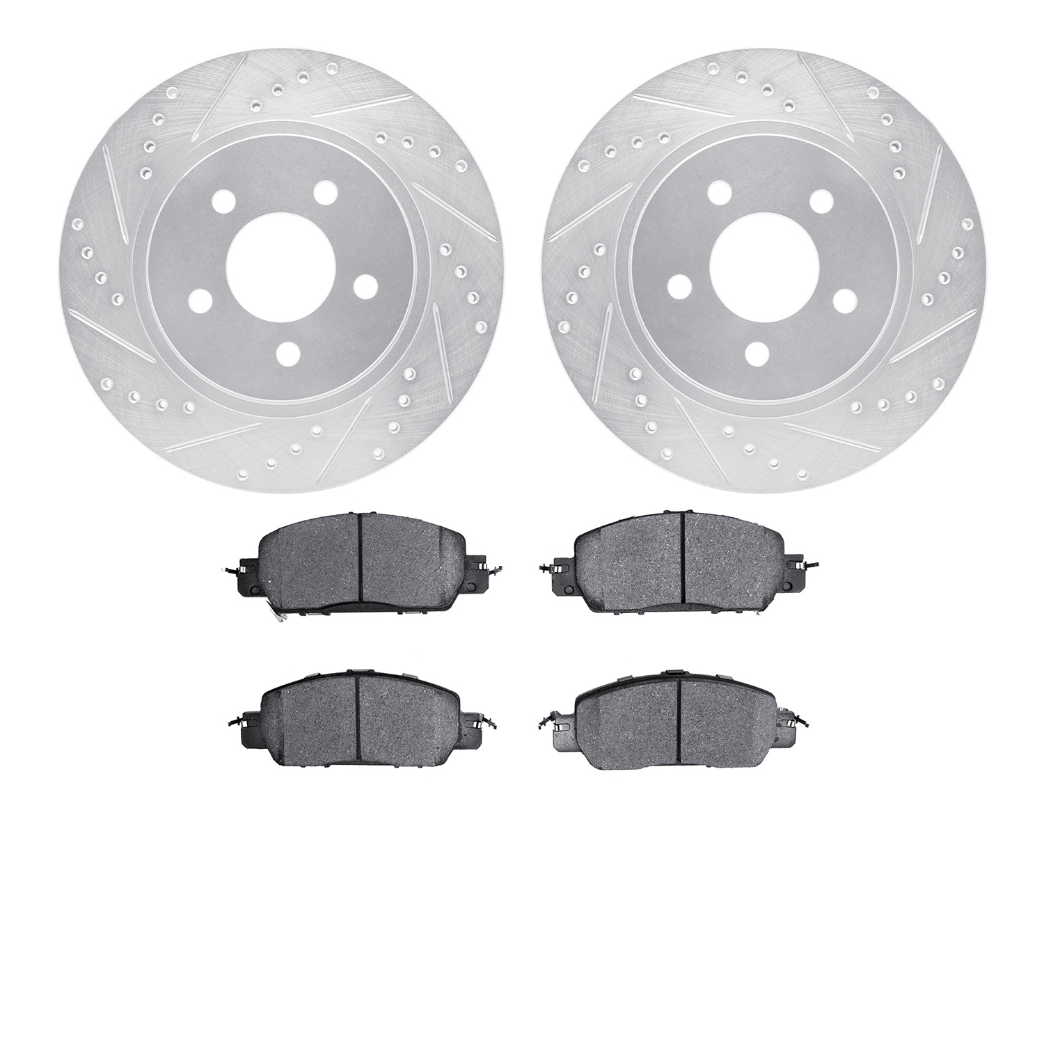 7302-54201 Drilled/Slotted Brake Rotor with 3000-Series Ceramic Brake Pads Kit [Silver], 2005-2014 Ford/Lincoln/Mercury/Mazda, P