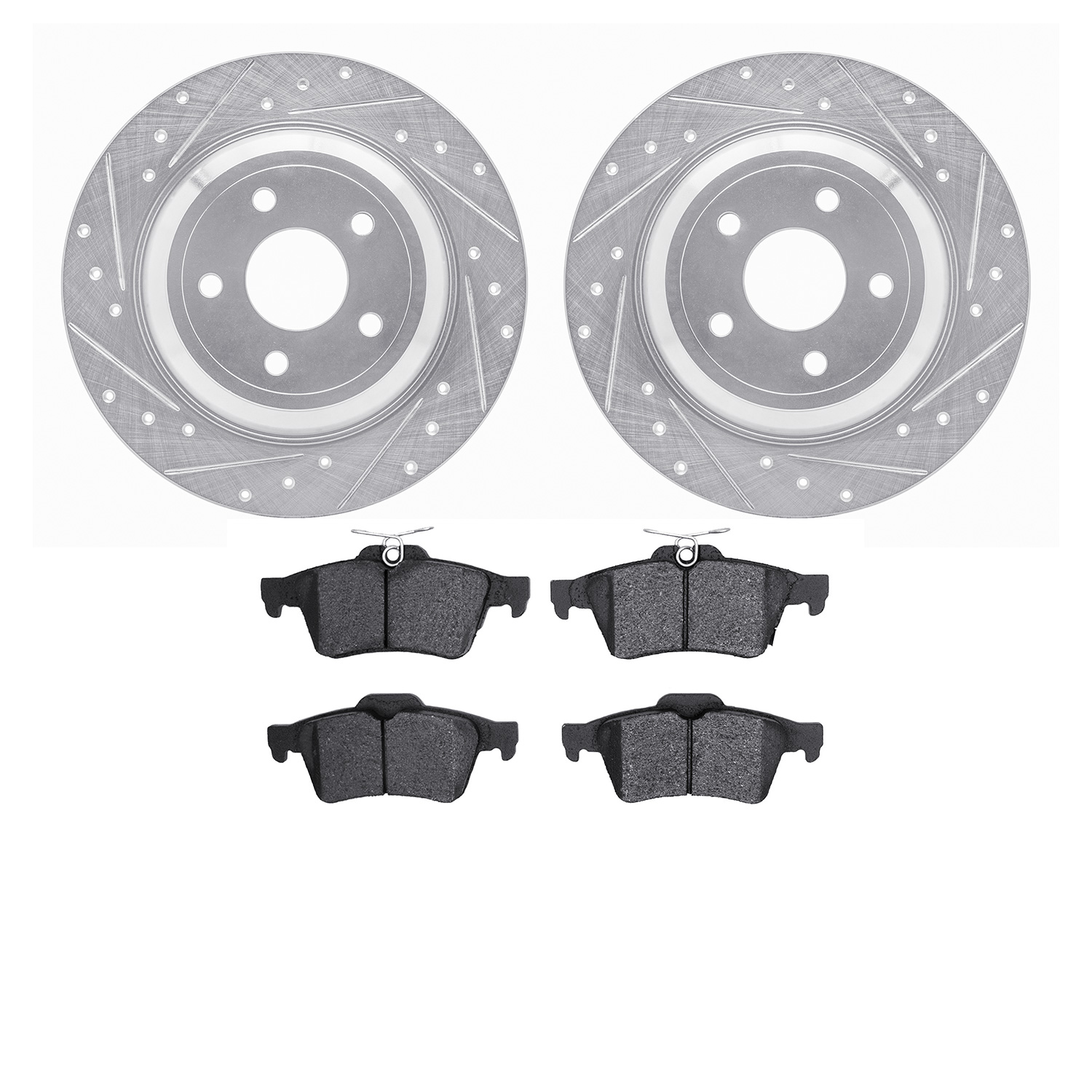 7302-54206 Drilled/Slotted Brake Rotor with 3000-Series Ceramic Brake Pads Kit [Silver], 2016-2018 Ford/Lincoln/Mercury/Mazda, P