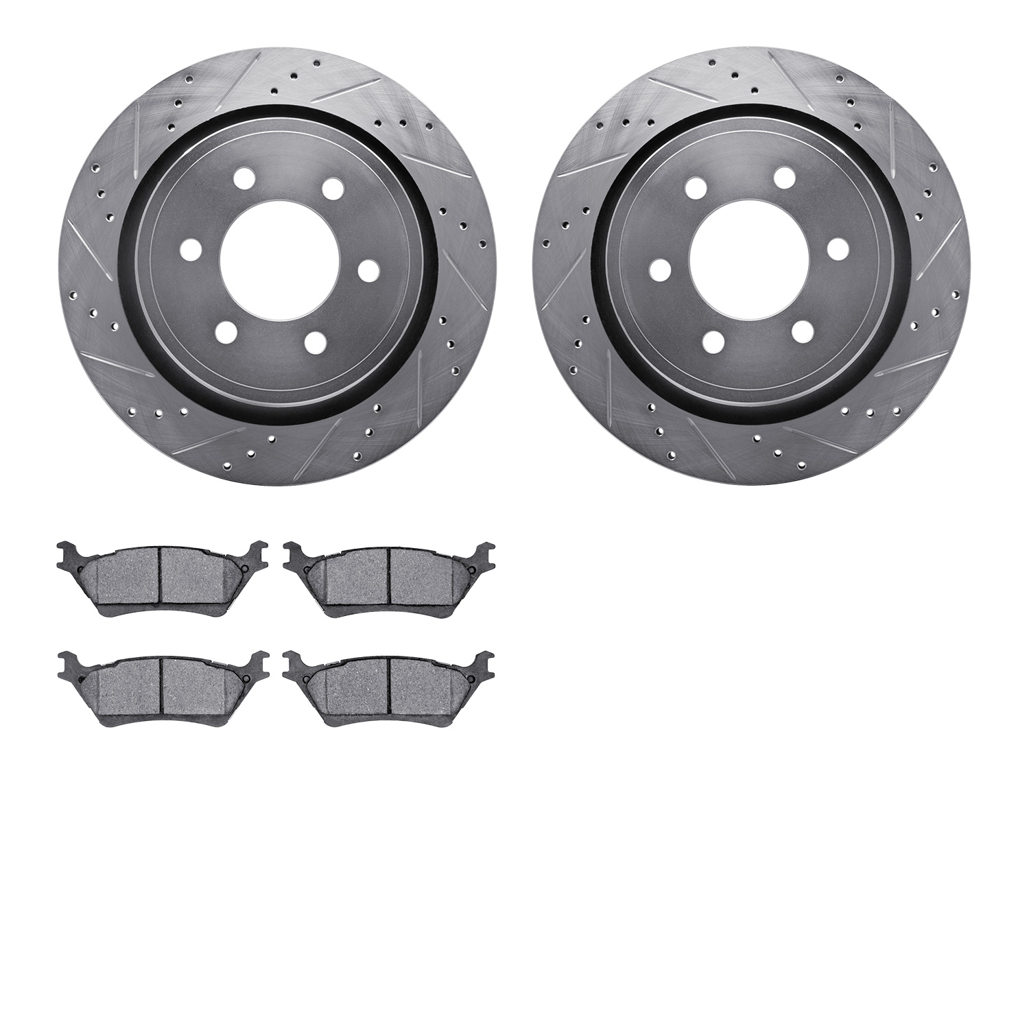 7302-54208 Drilled/Slotted Brake Rotor with 3000-Series Ceramic Brake Pads Kit [Silver], 2012-2020 Ford/Lincoln/Mercury/Mazda, P